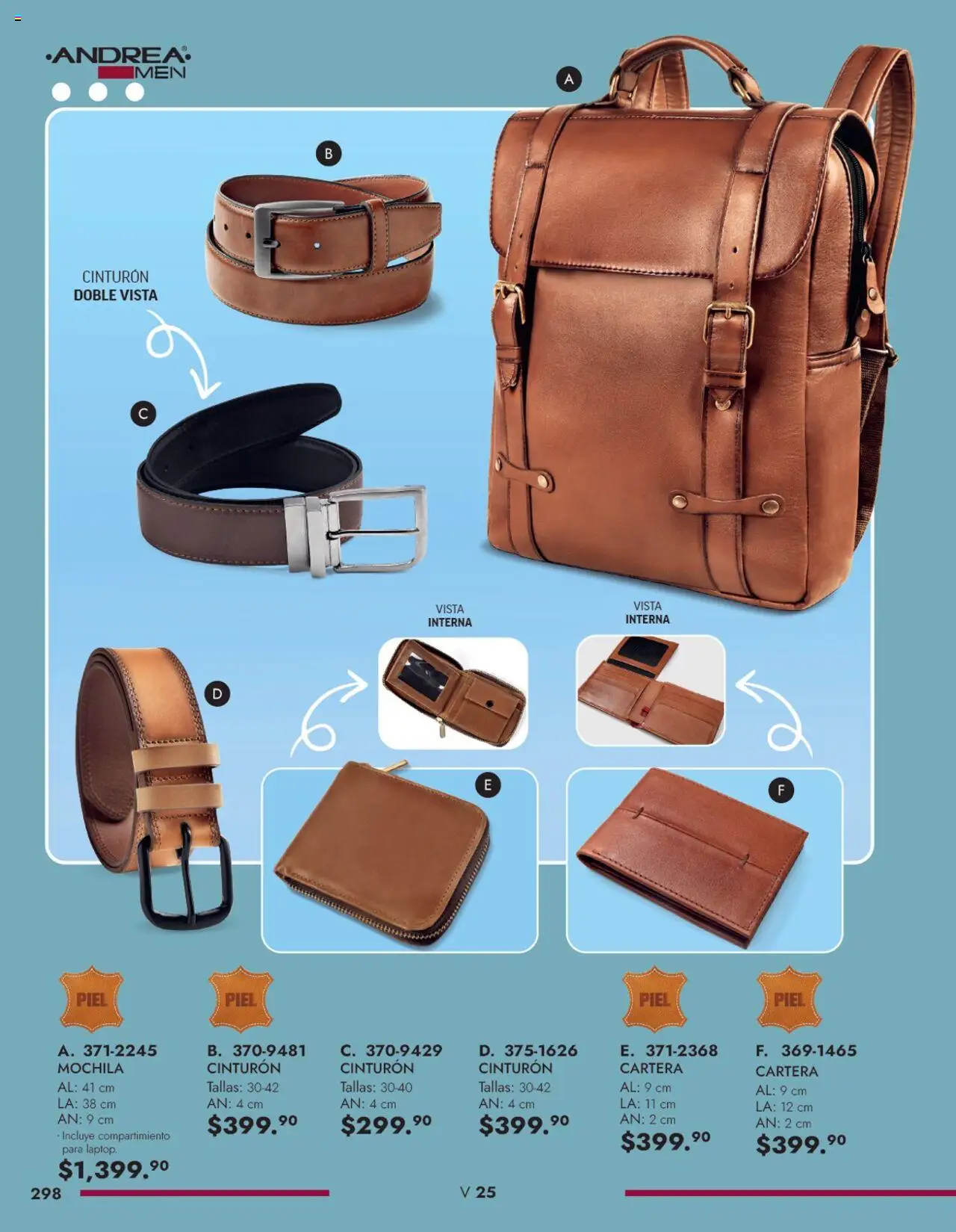 Nuevas ofertas de Andrea válidas en toda la República Mexicana desde el 25.05.2025. ¡Encuentra las mejores ofertas en Andrea catálogo Accesorios Caballero! | Página: 2 | Productos: Cinturón, Mochila