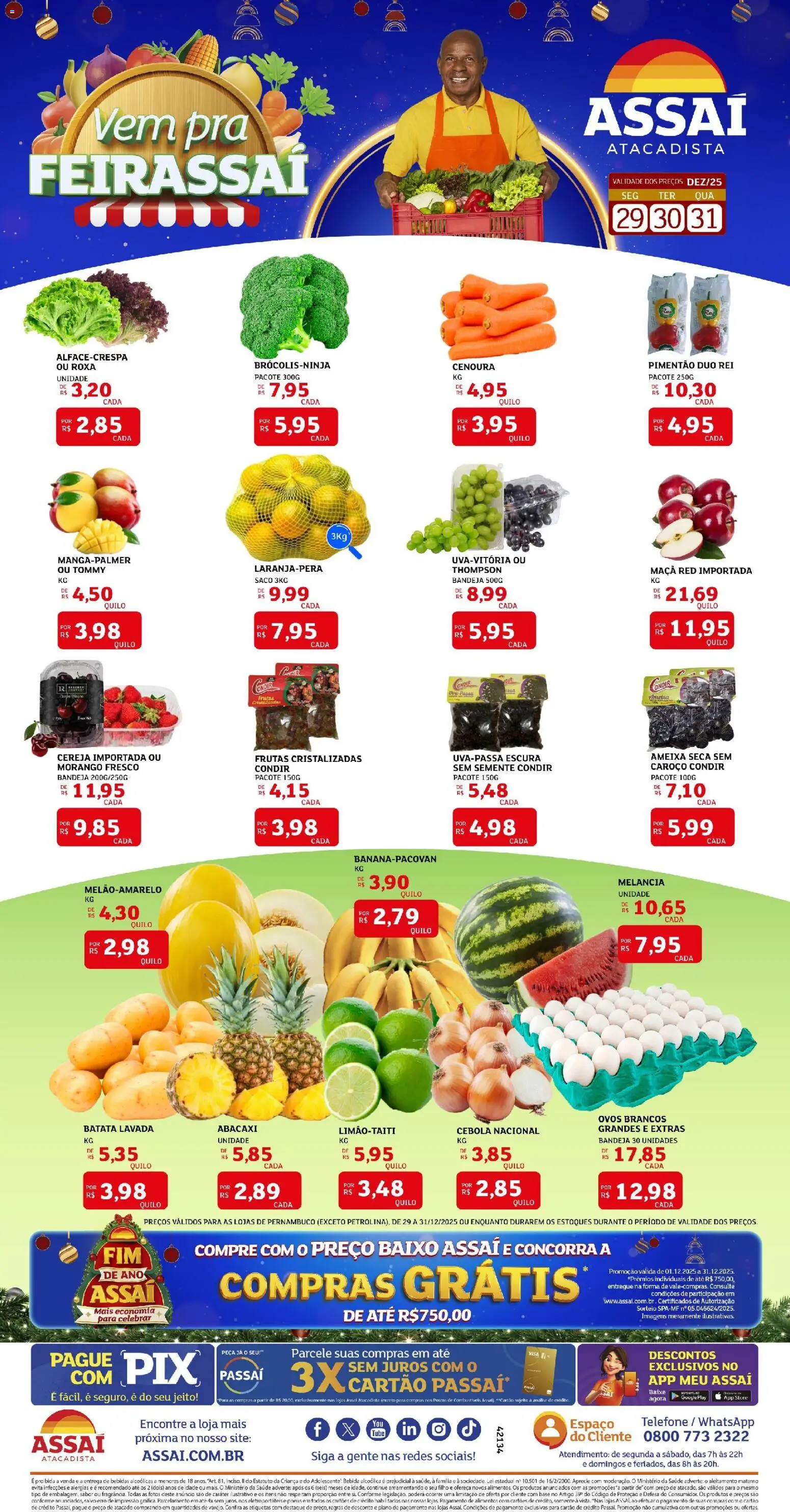 Assaí Atacadista Folheto - válido de 29.12.2025 | Página: 1 | Produtos: Melancia, Ovos, Cenoura, Ameixa