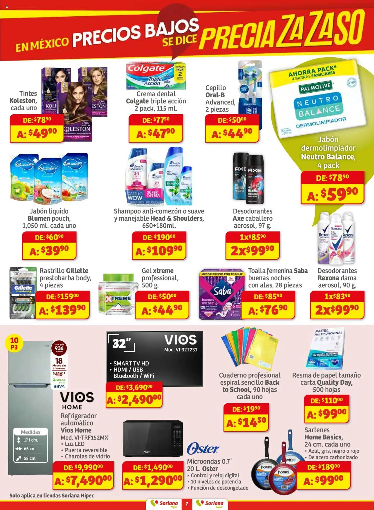 Nuevas ofertas de Soriana válidas en toda la República Mexicana desde el 14.08.2025. ¡Encuentra las mejores ofertas en Soriana - Preciazazaso Híper: Ags, Col, Gto, Jal, Mich! | Página: 7 | Productos: Usb, Crema, Toalla, Reloj