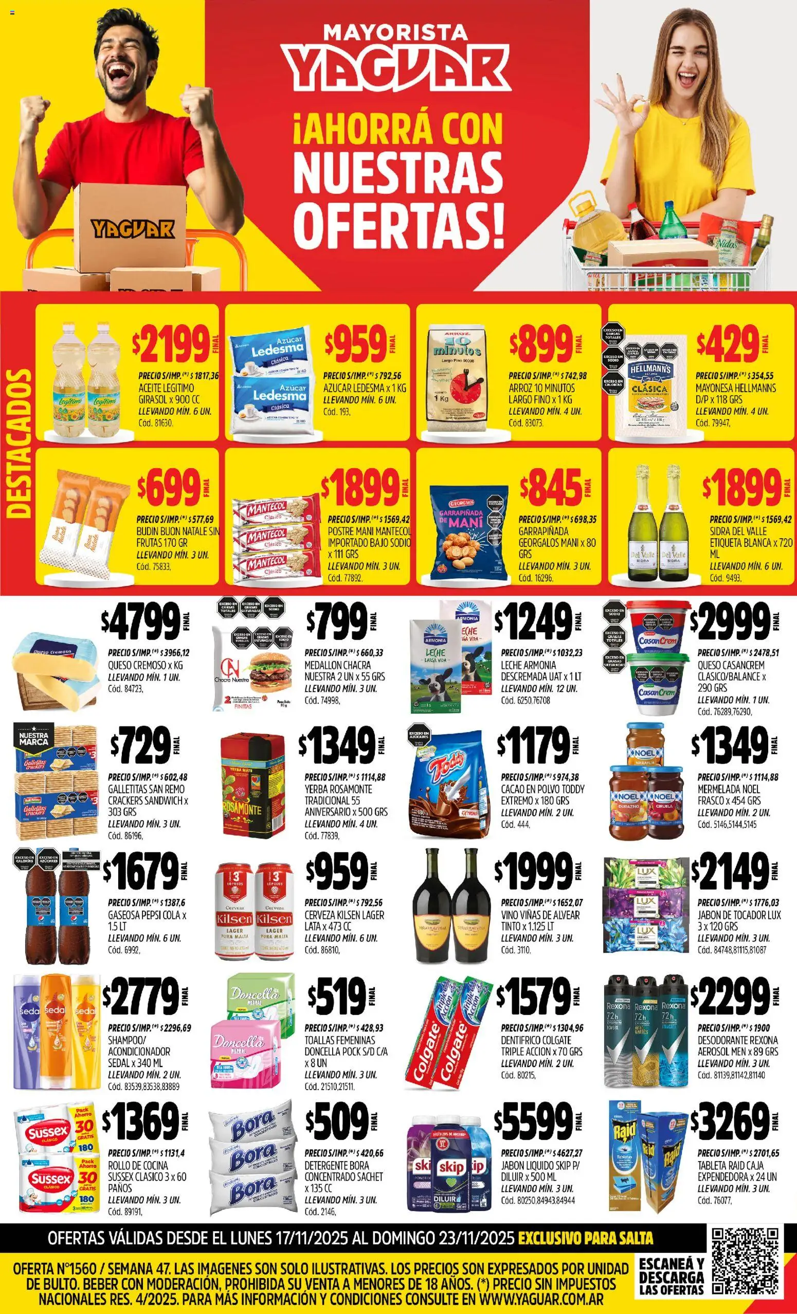 Yaguar - Salta │ válido desde el 17.11.2025 | Página: 1 | Productos: Toallas, Jabón, Frasco, Vino