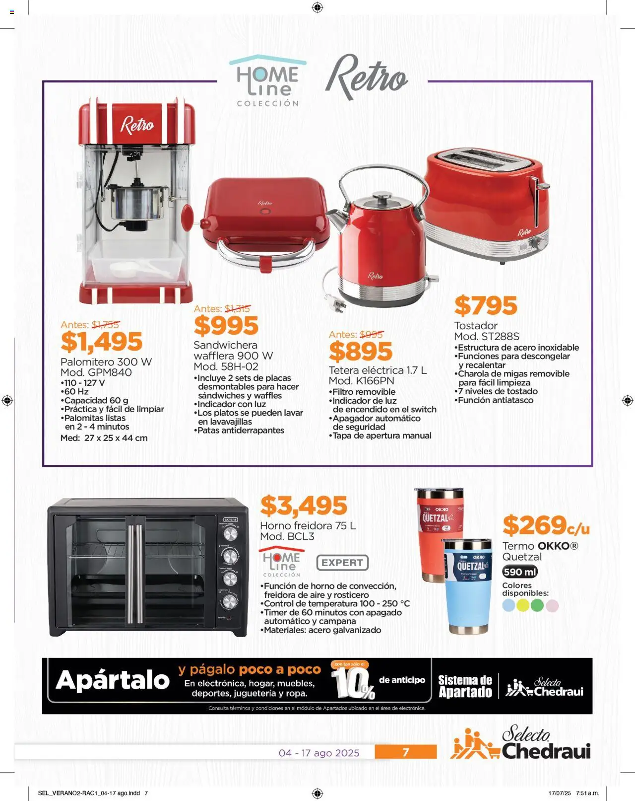 Nuevas ofertas de Chedraui válidas en toda la República Mexicana desde el 04.08.2025. ¡Encuentra las mejores ofertas en Chedraui - Folleto Cuesto Menos! | Página: 7 | Productos: Sandwichera, Tetera, Termo, Campana