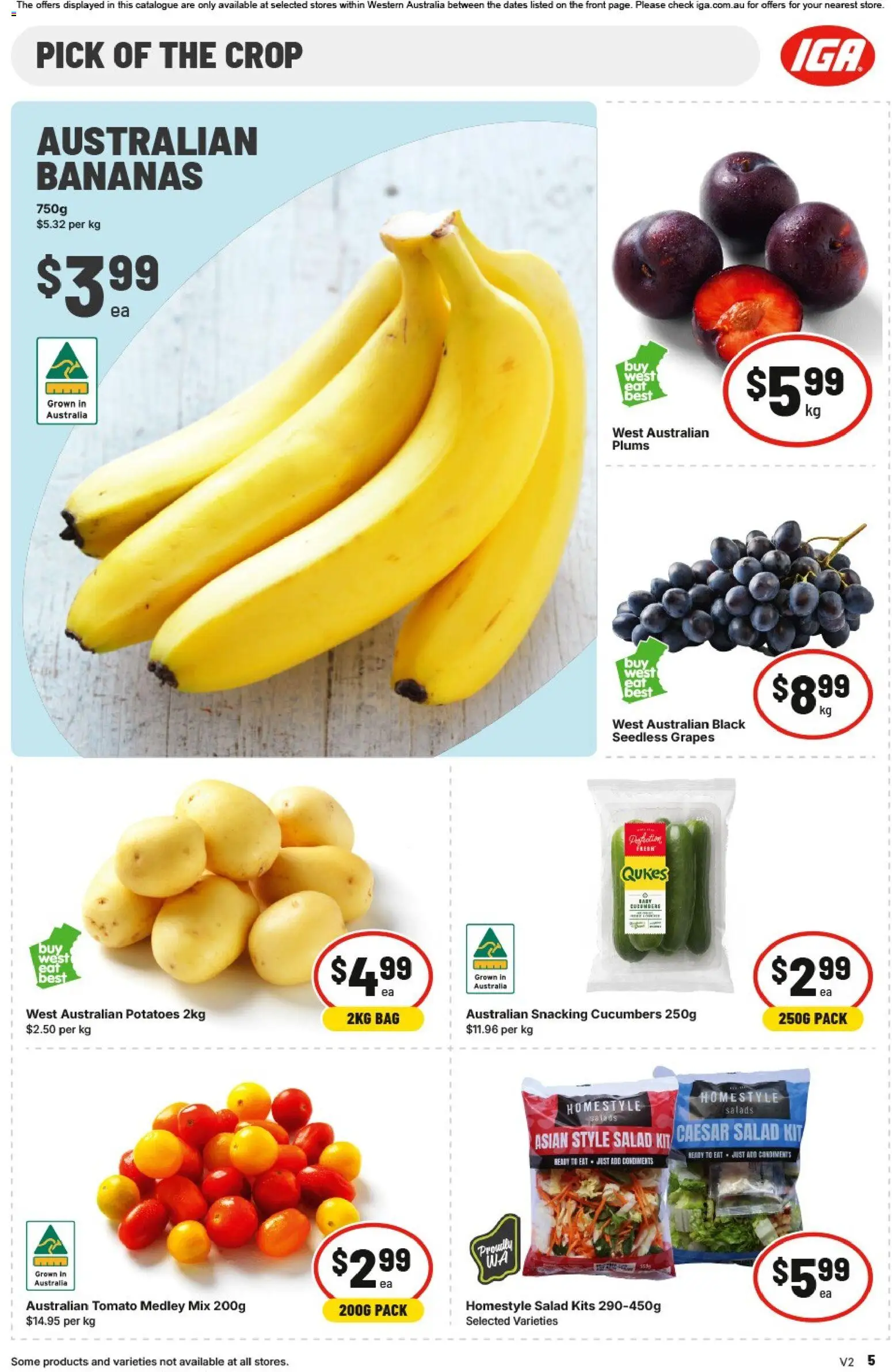 IGA catalogue - valid from 04.02.2026 | Page: 5 | Products: Bananas, Cucumbers, Potatoes, Grapes