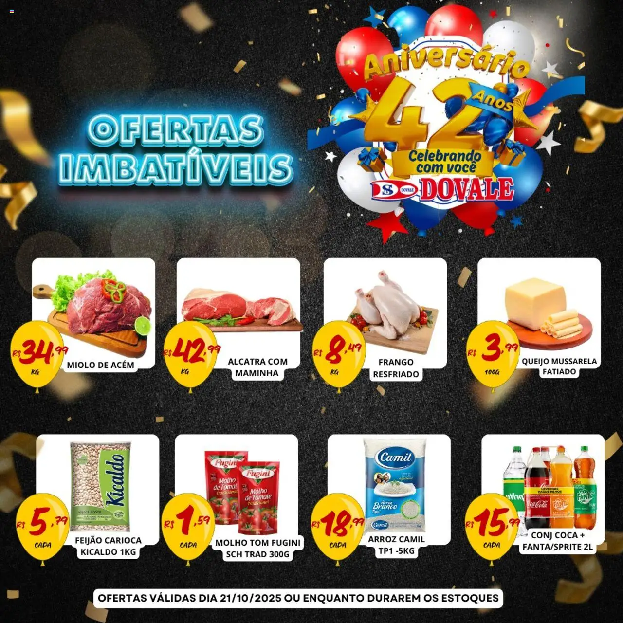 Dovale Folheto - válido de 21.10.2025 | Página: 1 | Produtos: Alcatra, Maminha, Arroz, Frango