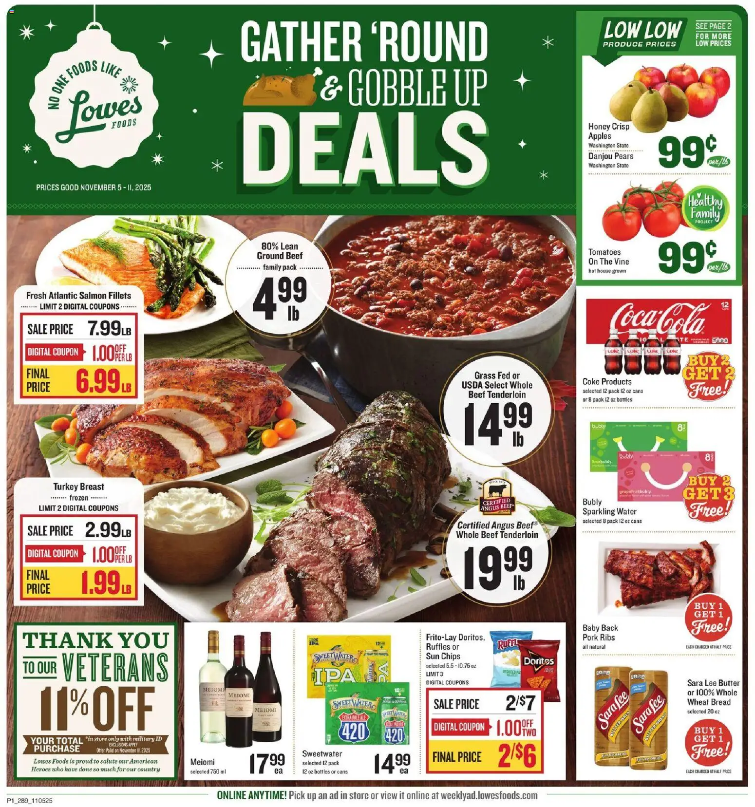 Lowes Foods Weekly Ad - GA - valid from 05.11.2025 | Page: 1 | Products: Butter, Bread, Tomatoes, Chips