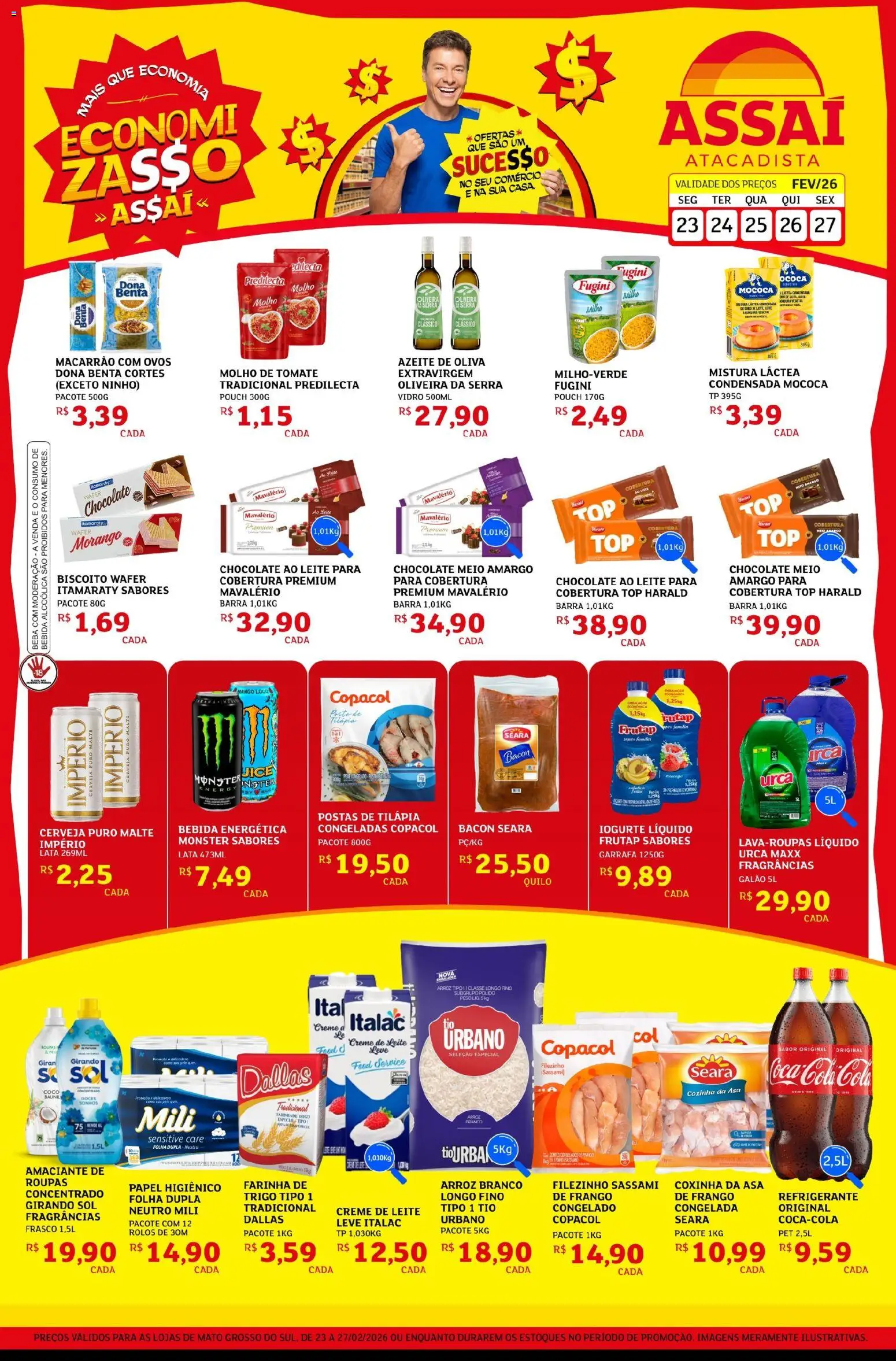 Assaí Atacadista Folheto - válido de 23.02.2026 | Página: 1 | Produtos: Ovos, Doces, Monster, Amaciante