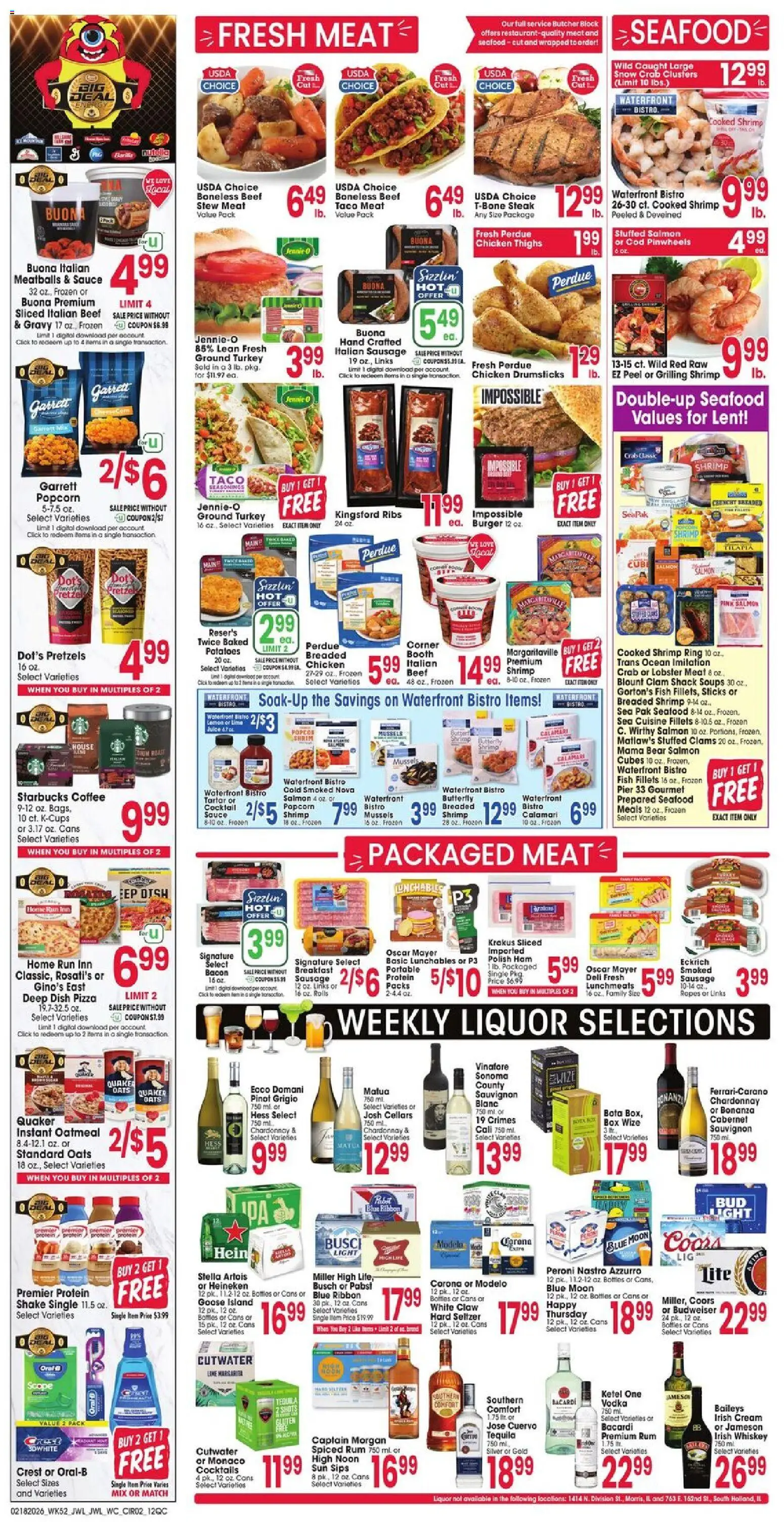 Jewel Osco Weekly Ad - IL - valid from 18.02.2026 | Page: 2 | Products: Box, Ham, Cream, Whiskey