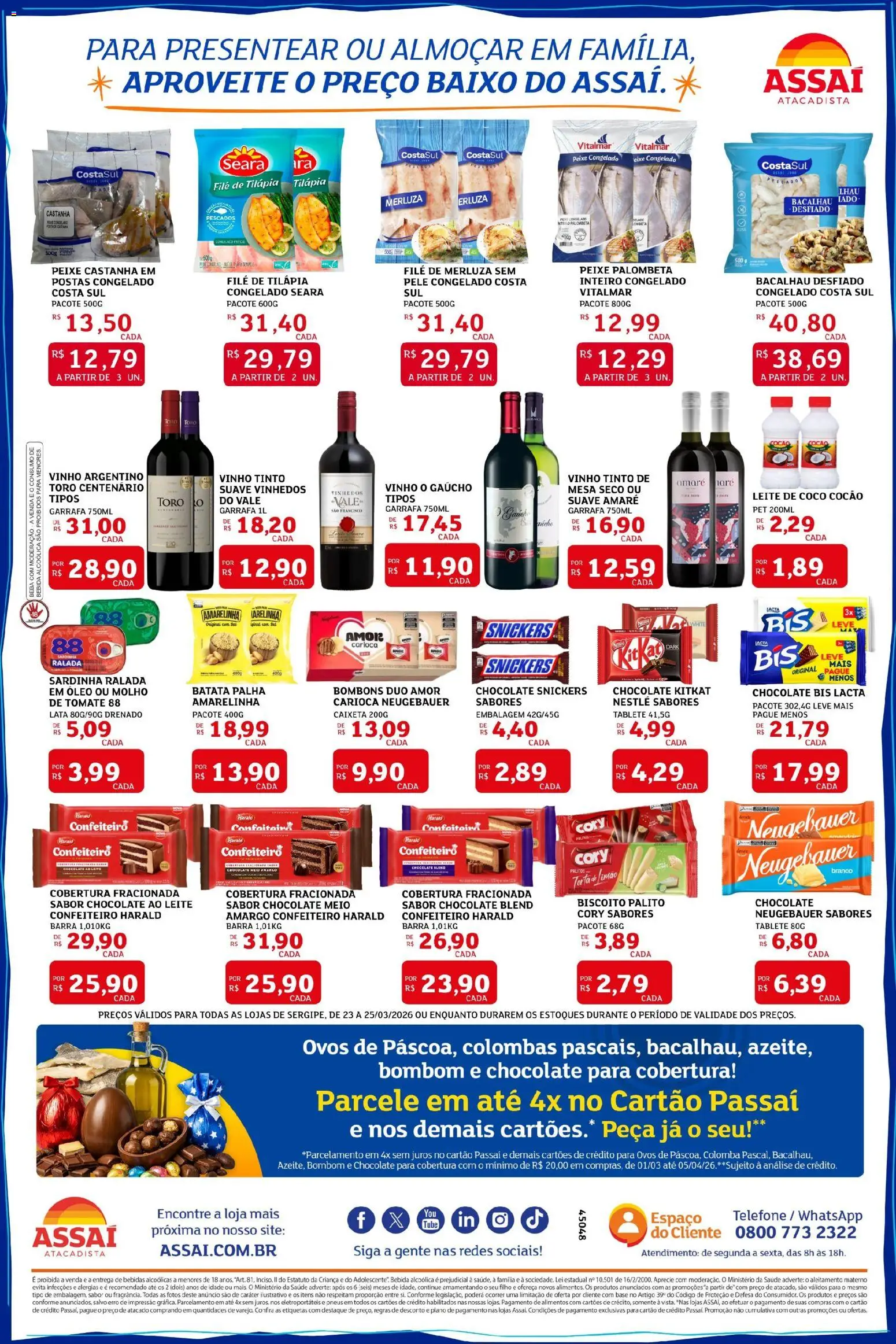 Assaí Atacadista Folheto - válido de 23.03.2026 | Página: 3 | Produtos: Biscoito, Tilápia, Sardinha, Leite de coco