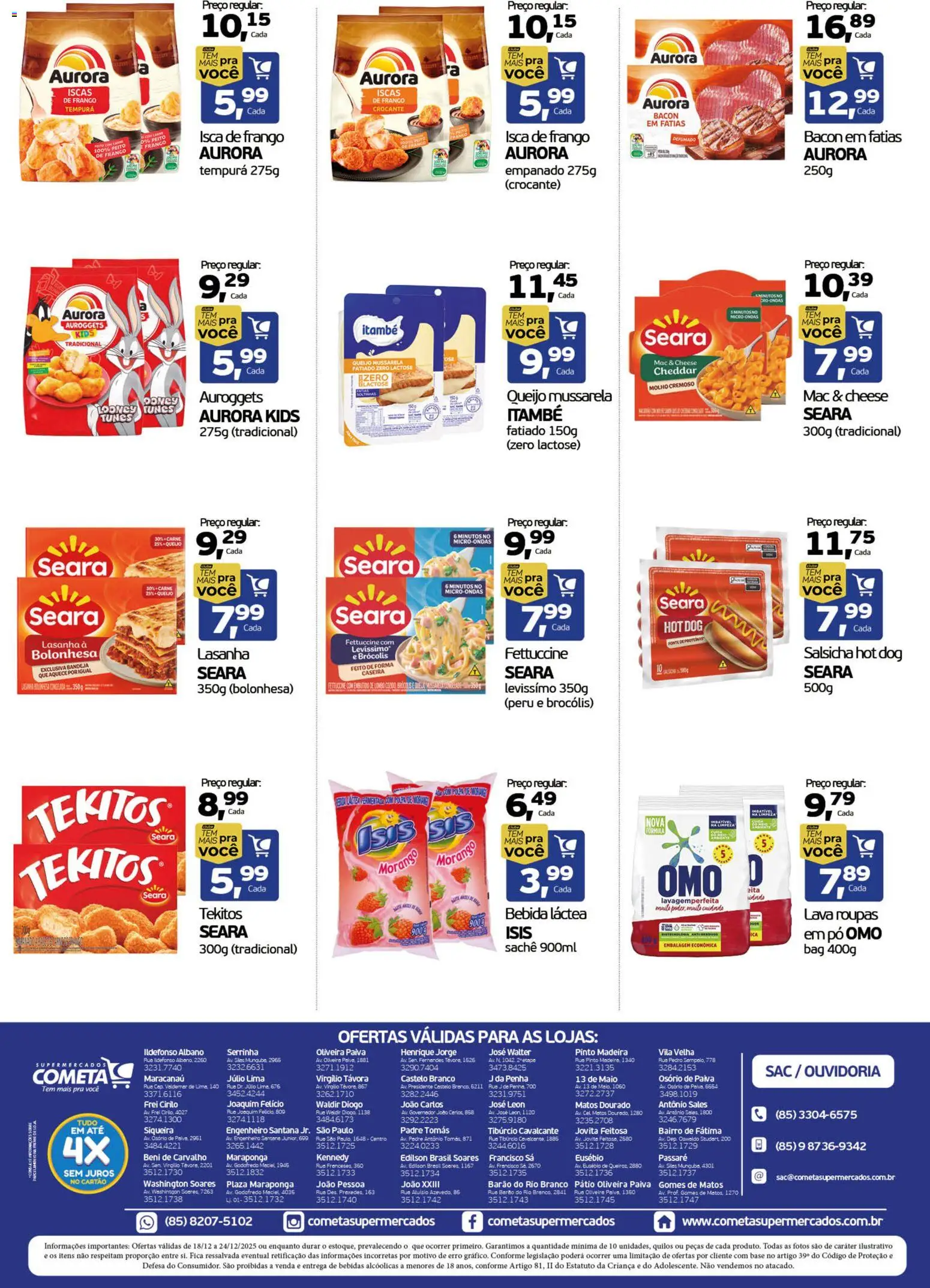 Cometa Supermercados Folheto - válido de 18.12.2025 | Página: 3 | Produtos: Salsicha, Maiô, Queijo, Cheddar