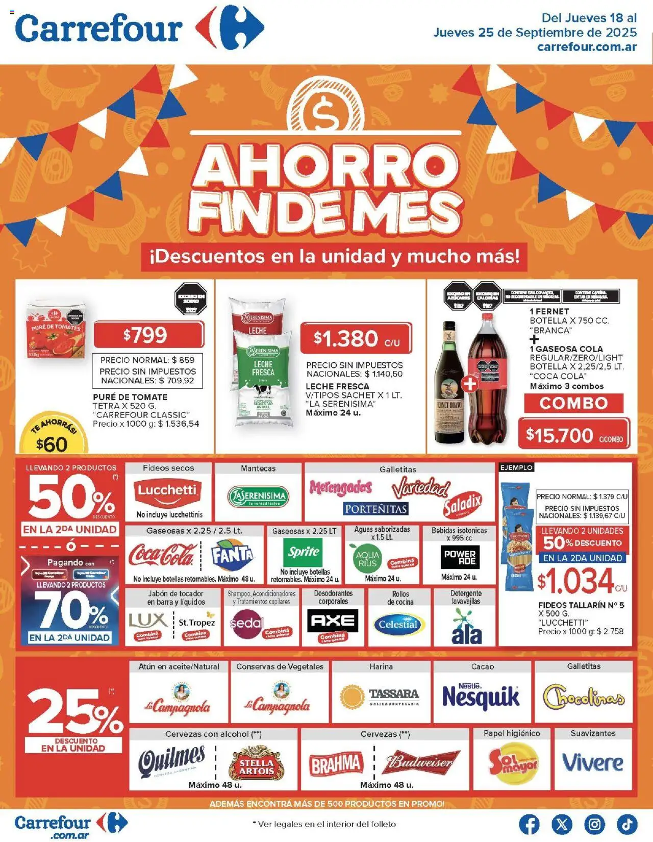 Carrefour ofertas - CABA │ válido desde el 18.09.2025 | Página: 1 | Productos: Fernet, Gaseosa, Tomate, Pure de Tomate