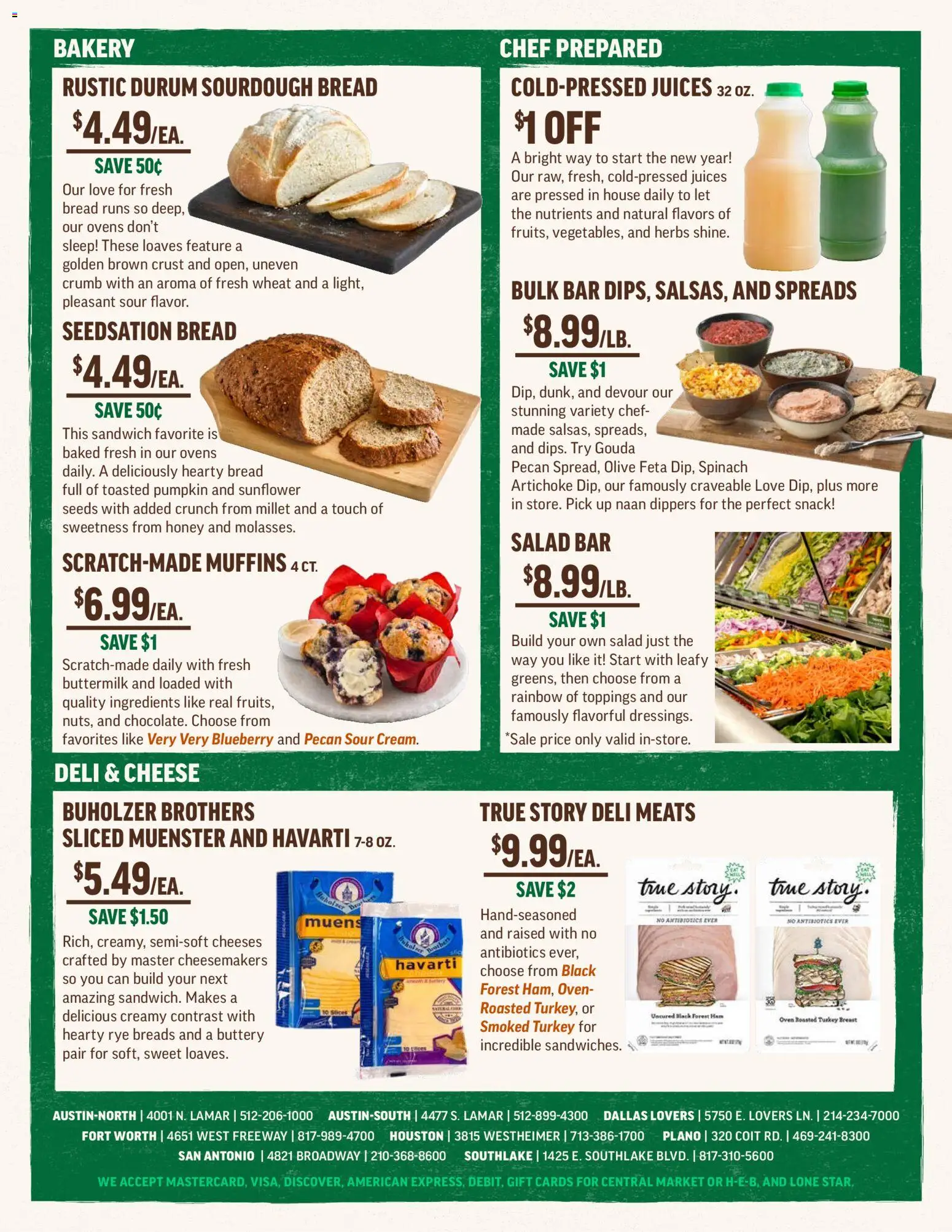 Central Market Weekly Ad - valid from 01.01.2026 | Page: 6 | Products: Bakery, Spinach, Ham, Pumpkin