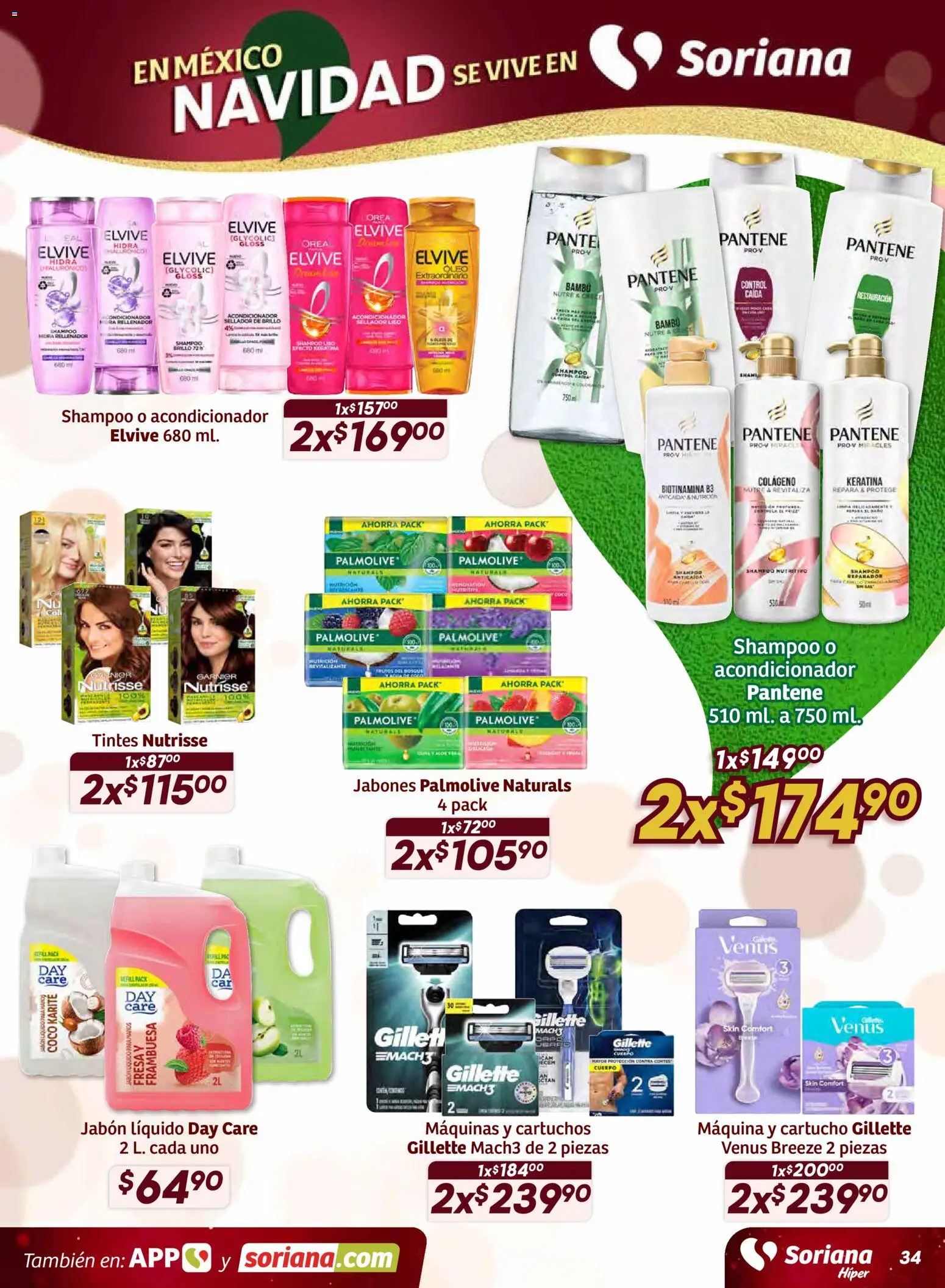 Nuevas ofertas de Soriana válidas en toda la República Mexicana desde el 11.12.2025. ¡Encuentra las mejores ofertas en Soriana - Preciazazaso Híper: Edo Mex, Gro, Hgo, Mor, Pue, Qto, Tlax, Ver! | Página: 34 | Productos: Jabón líquido, Brillo, Acondicionador, Jabón