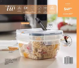 Vista previa de Contenedor cuadrado microsellado Plástico. (208116) 6 pts, Plastic square container with airtight seal, suitable for microwave use., nuevo folleto de la tienda, válido en México a partir del 20.12.2025 | Página: 202 | Productos: Refrigerador, Microondas, Válvula, Contenedor