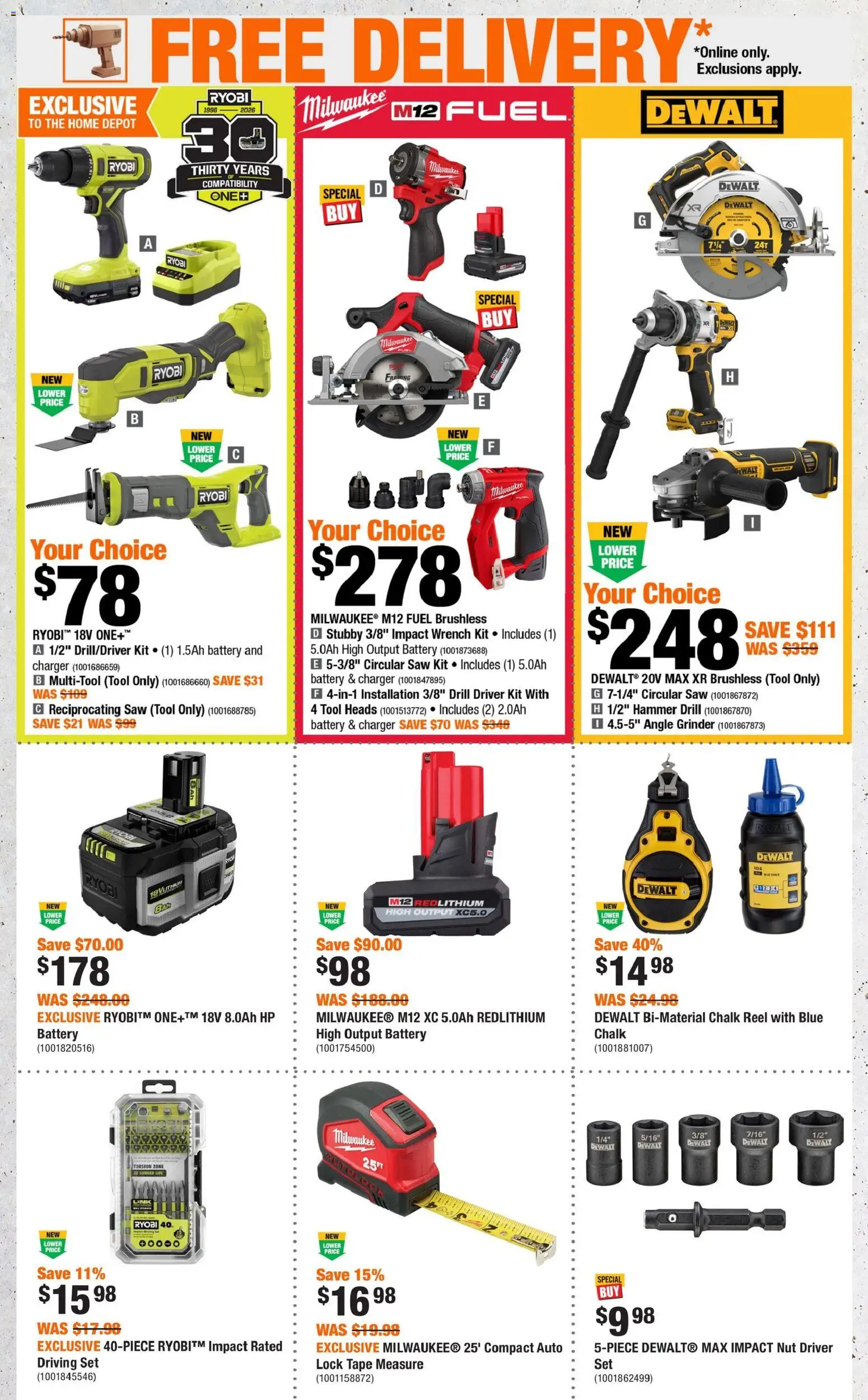 Home Depot flyer valid from 19.03.2026 | Page: 4 | Products: Grinder, Battery