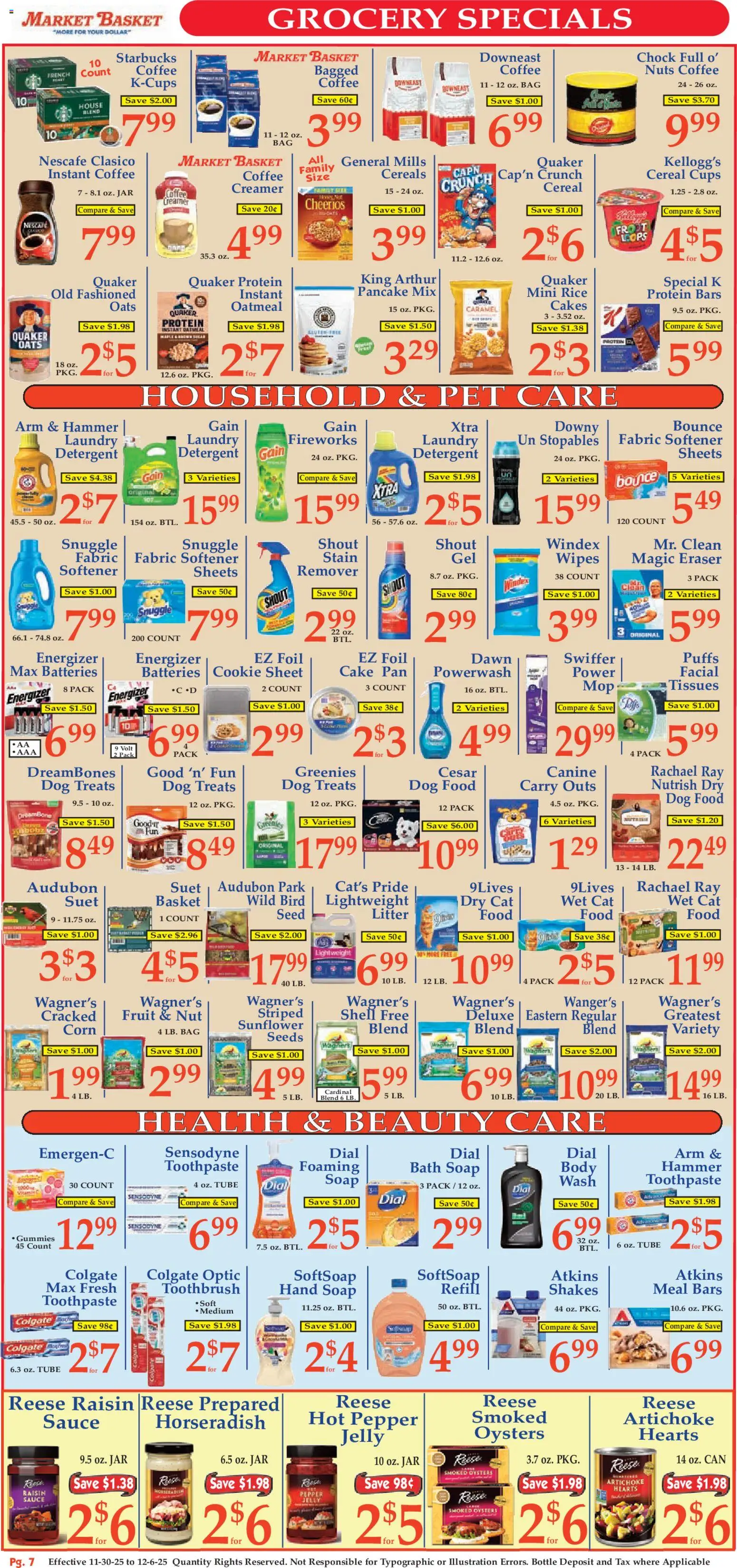 Market Basket Ad - valid from 30.11.2025 | Page: 7 | Products: Hammer, Coffee, Toothbrush, Fabric softener