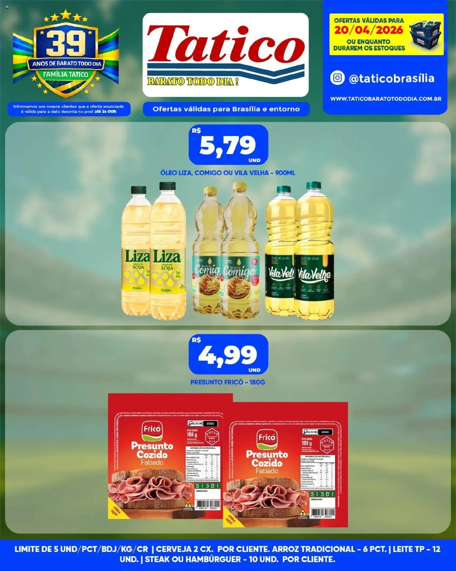 Tatico Folheto - válido de 20.04.2026 | Página: 4 | Produtos: Óleo, Presunto, Cerveja, Soja