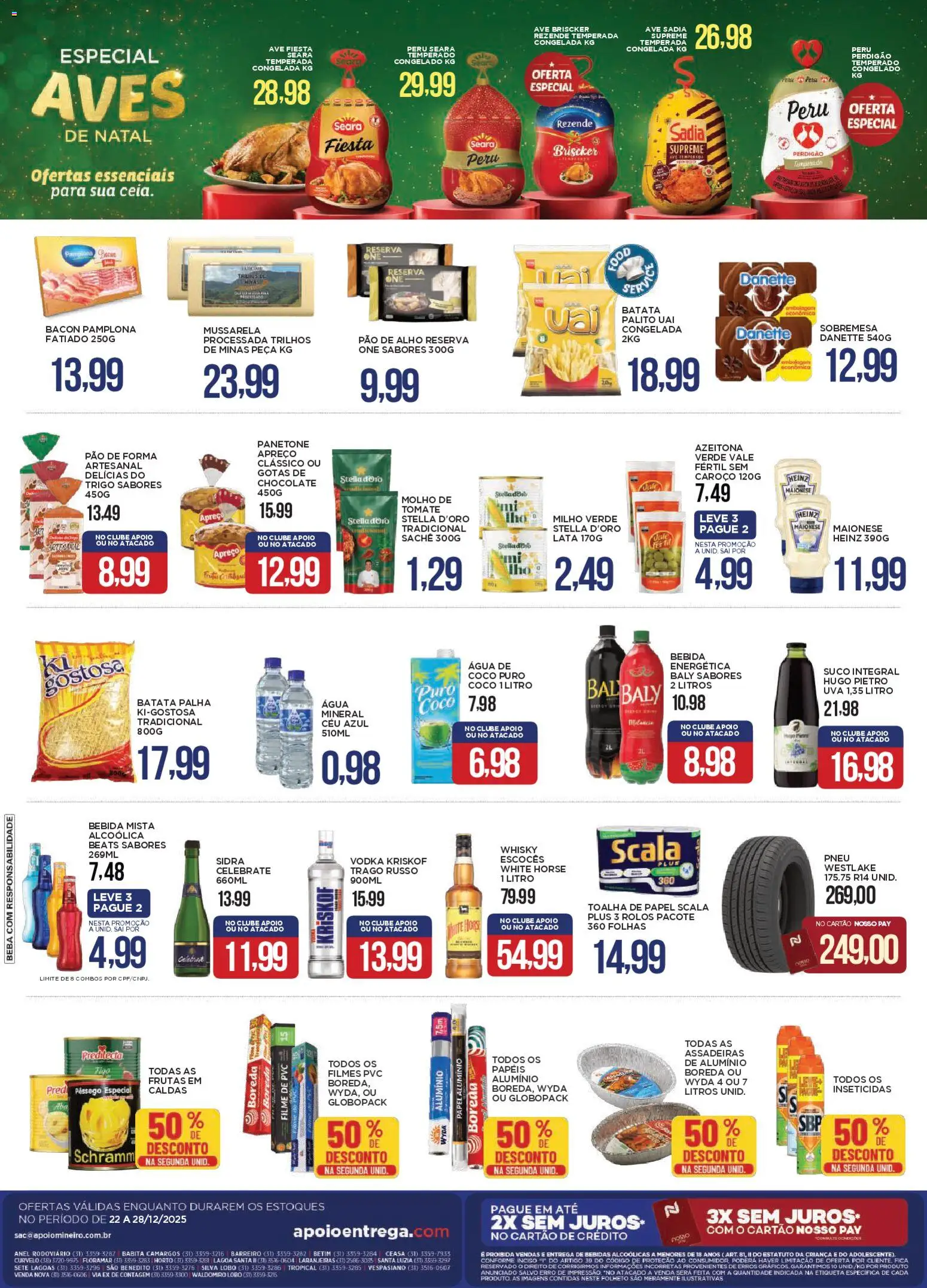 Apoio Mineiro Folheto - válido de 22.12.2025 | Página: 2 | Produtos: Whisky, Pao de alho, Bebida, Batata