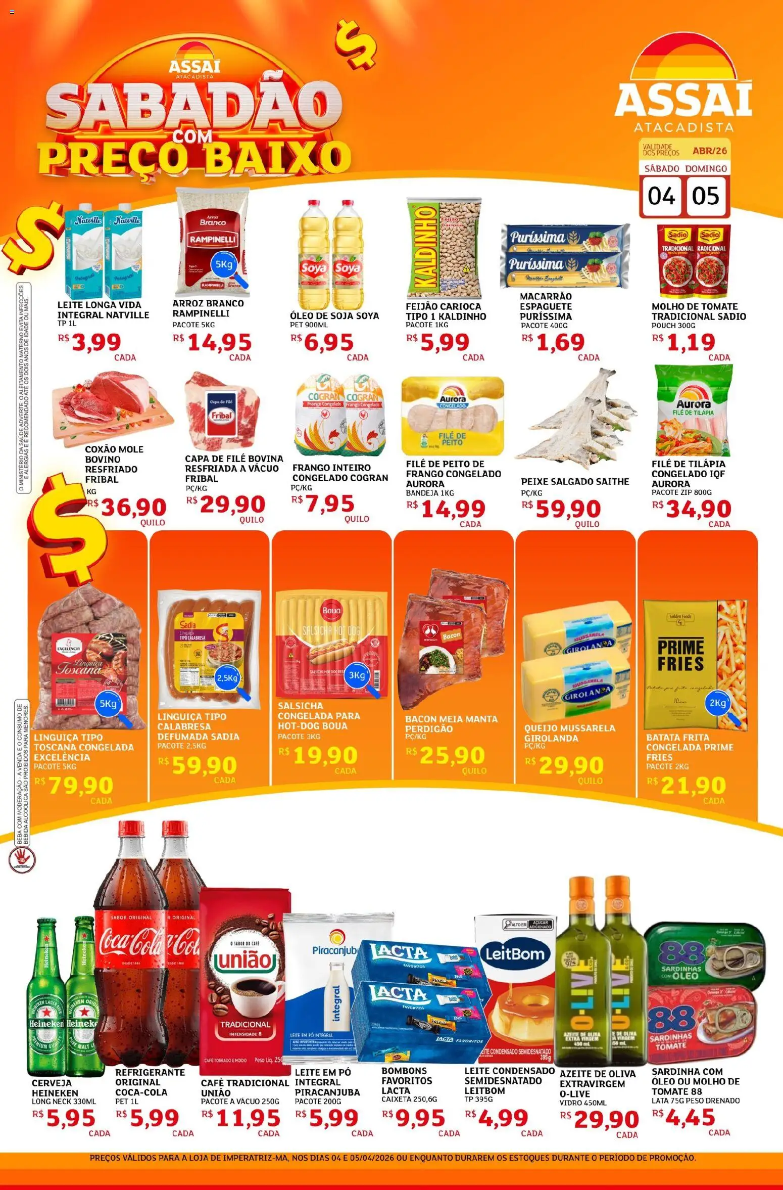 Assaí Atacadista Folheto - válido de 04.04.2026 | Página: 1 | Produtos: Óleo, Café, Arroz, Batata frita