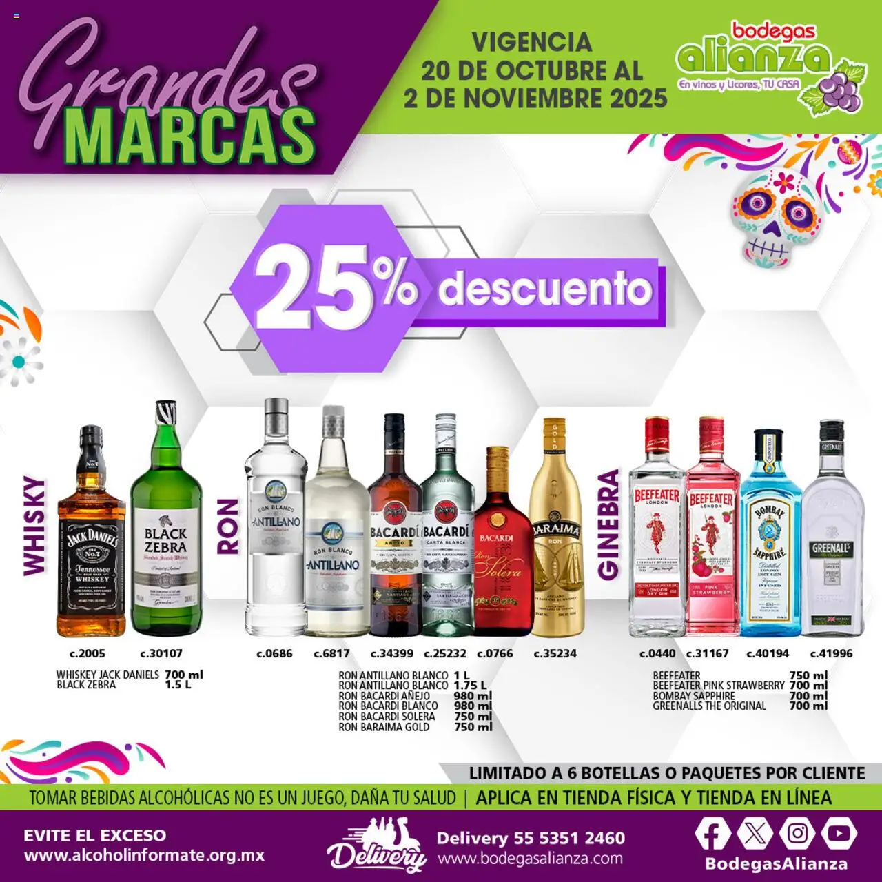 Nuevas ofertas de Bodegas Alianza válidas en toda la República Mexicana desde el 20.10.2025. ¡Encuentra las mejores ofertas en Bodegas Alianza catálogo Las ofertas de la semana! | Página: 10 | Productos: Gin, Whiskey, Ginebra, Whisky