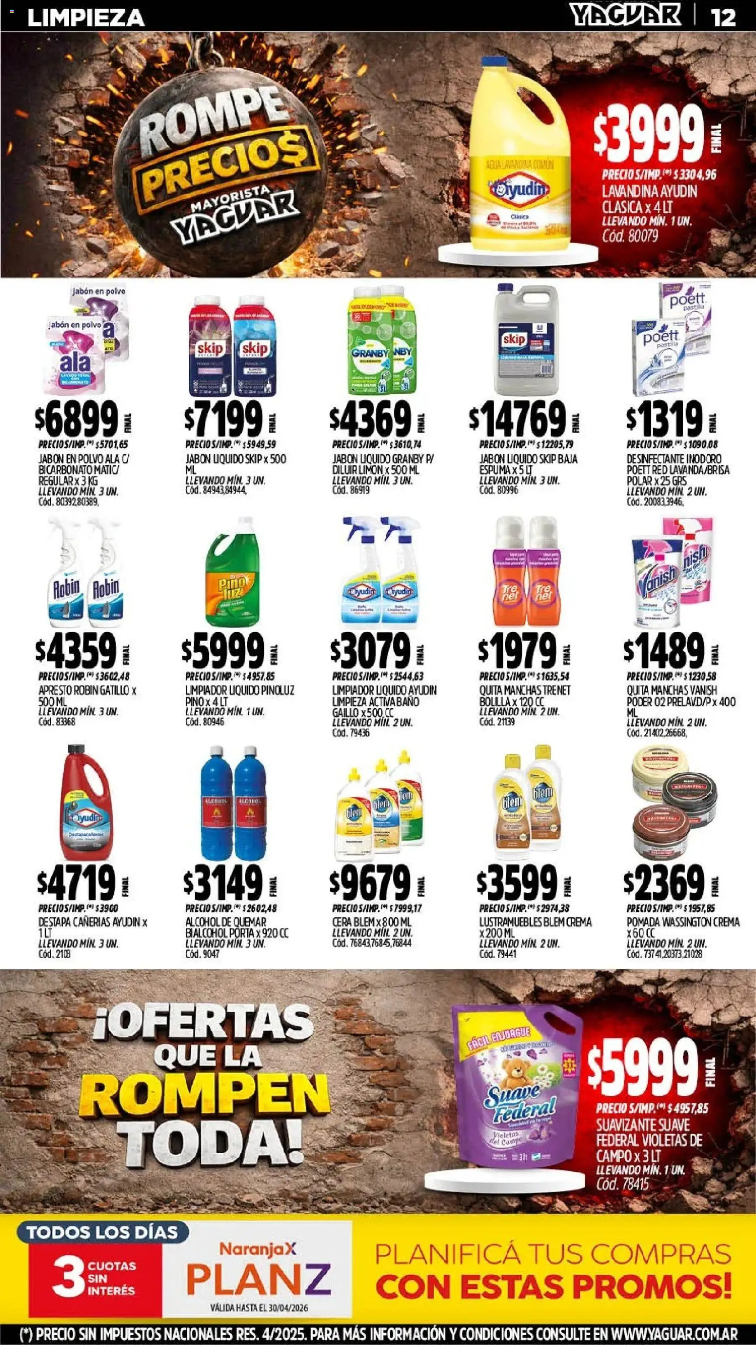 Yaguar - Oferta Semanal Santa Fé │ válido desde el 20.04.2026 | Página: 12 | Productos: Polvo, Limón, Espuma, Cera