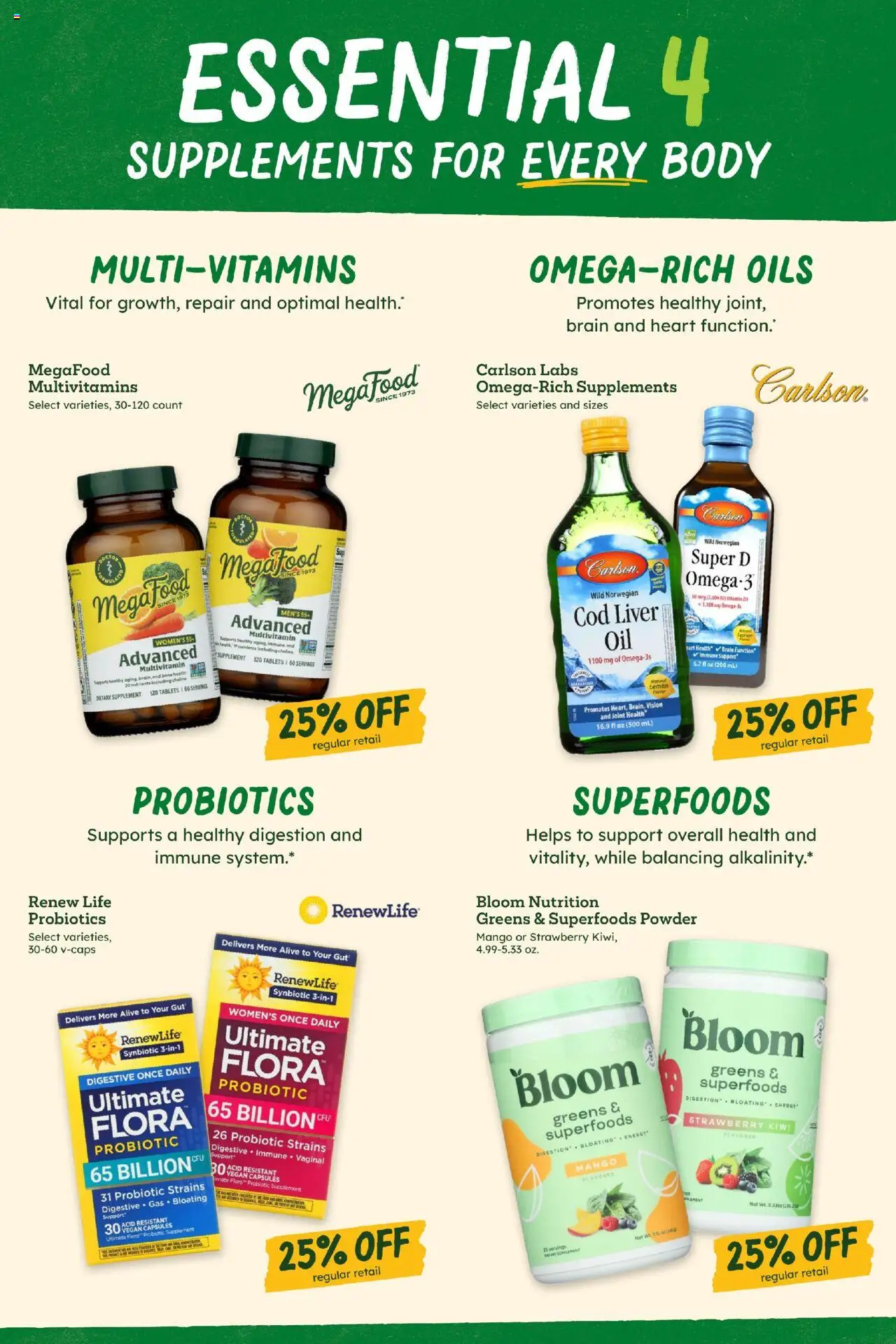 Sprouts Monthly Ad - valid from 24.09.2025 | Page: 33 | Products: Probiotics, Powder, Mango, Greens