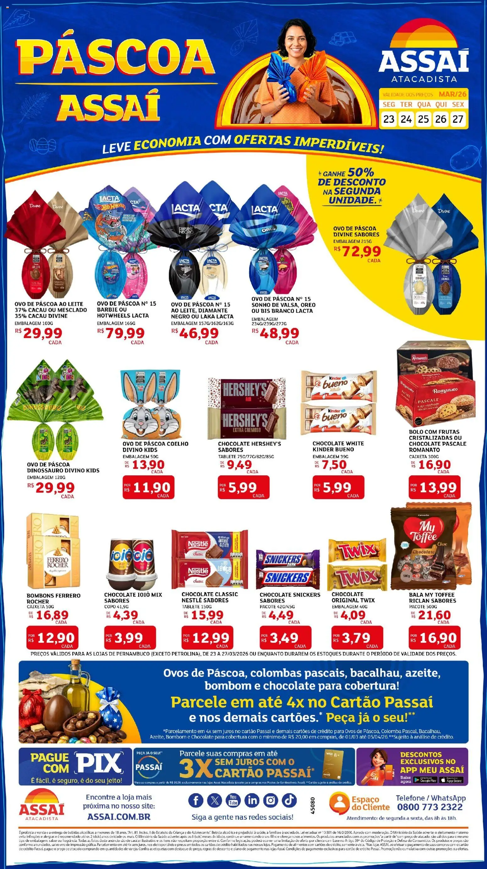 Assaí Atacadista Folheto - válido de 23.03.2026 | Página: 1 | Produtos: Pneus, Base, Bebida, Telefone