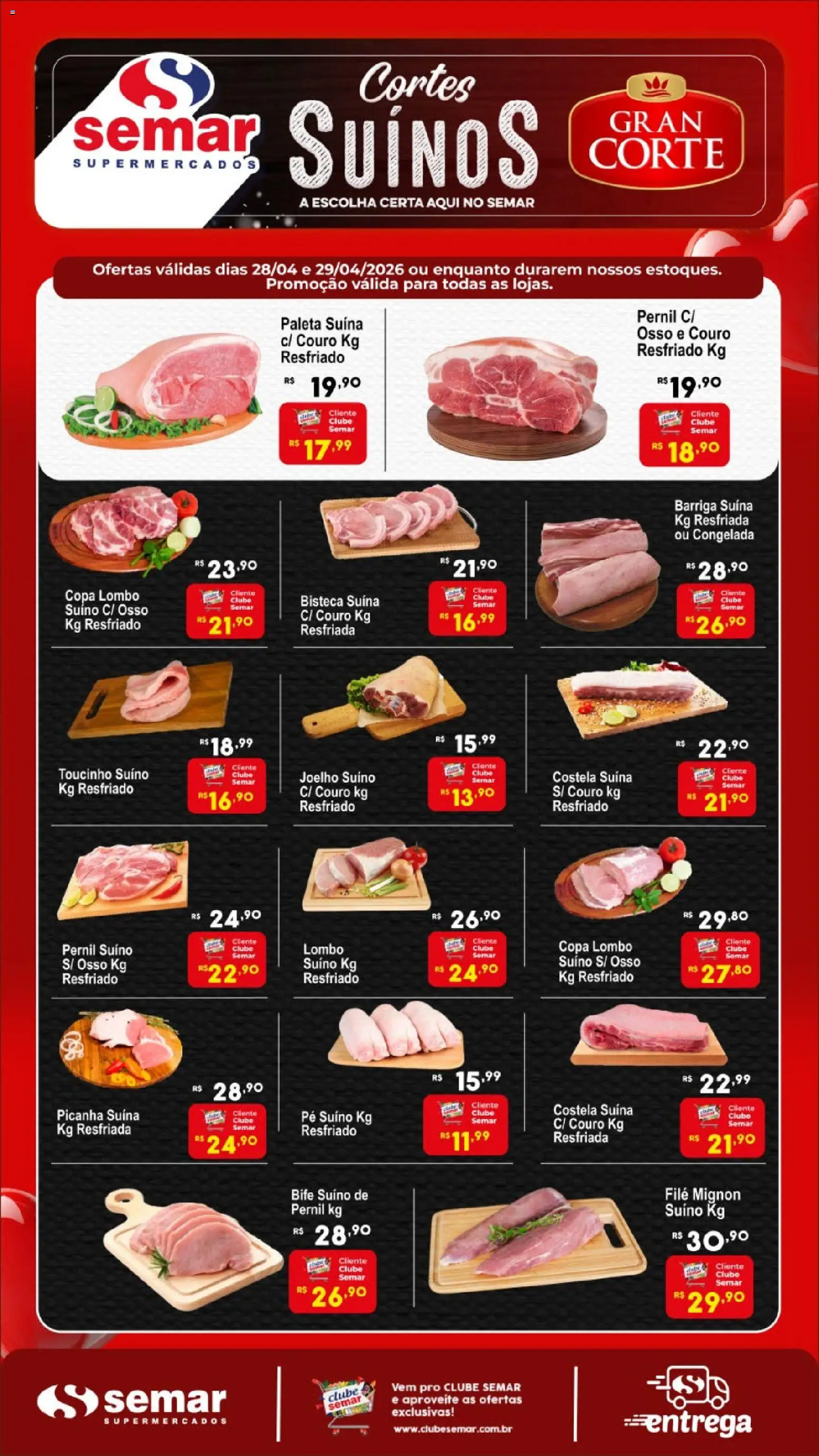 Semar Supermercado Folheto - válido de 28.04.2026 | Página: 1 | Produtos: Filé mignon, Picanha, Lombo, Copa