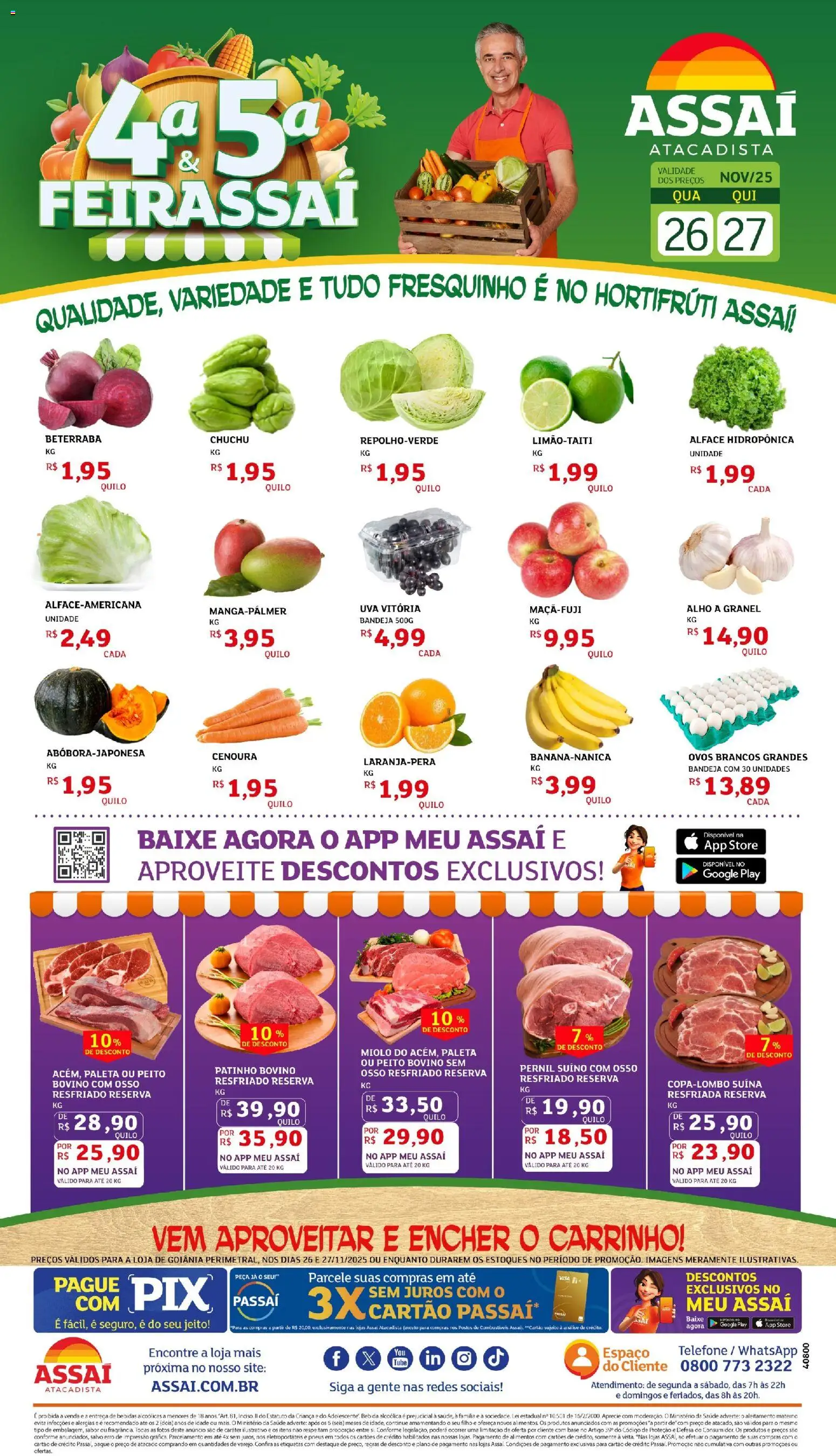 Assaí Atacadista Folheto - válido de 26.11.2025 | Página: 1 | Produtos: Chuchu, Alho, Pernil, Cenoura