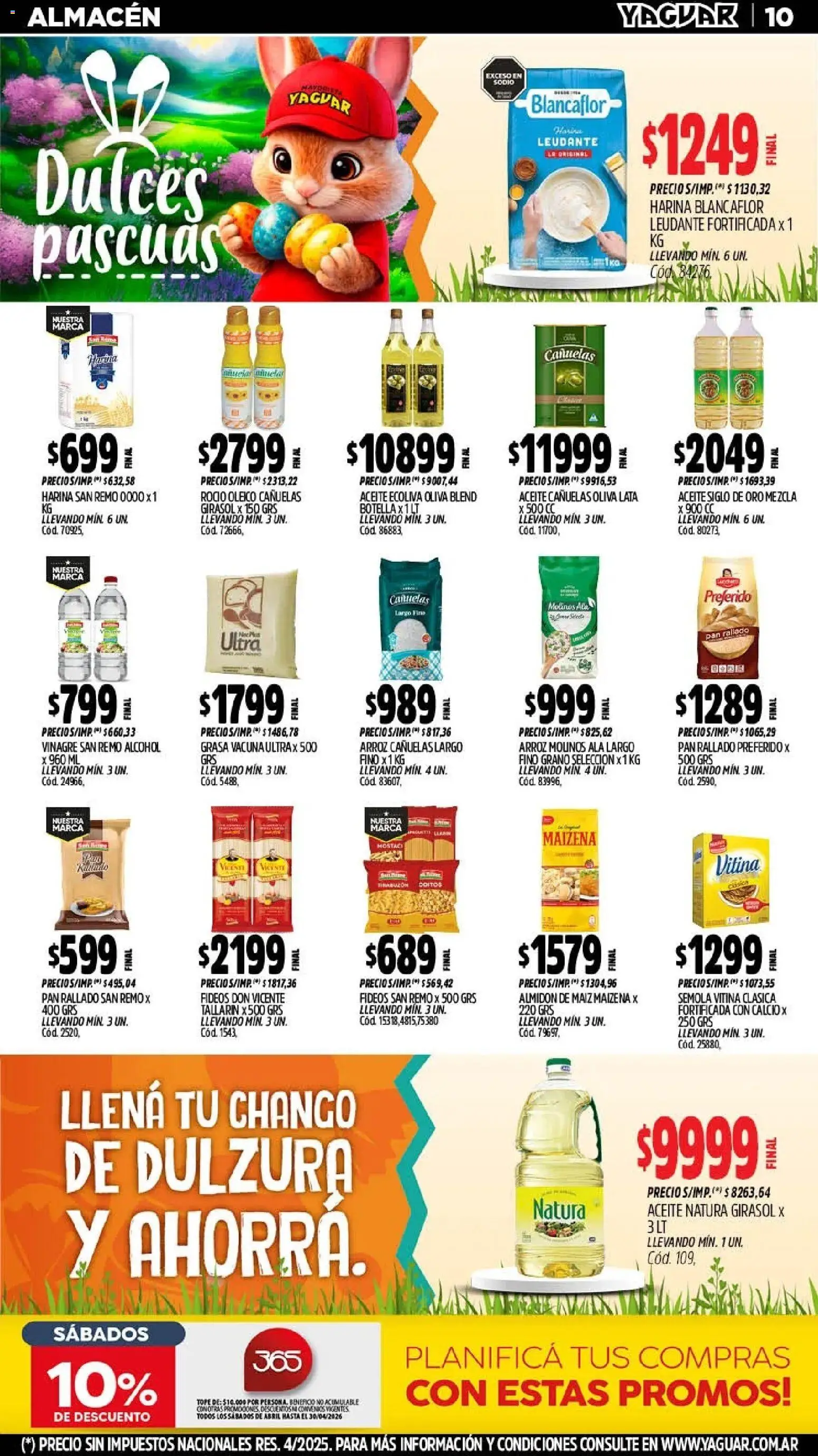 Yaguar - Oferta Semanal Buenos Aires │ válido desde el 30.03.2026 | Página: 9 | Productos: Harina, Vinagre, Pan, Pan rallado