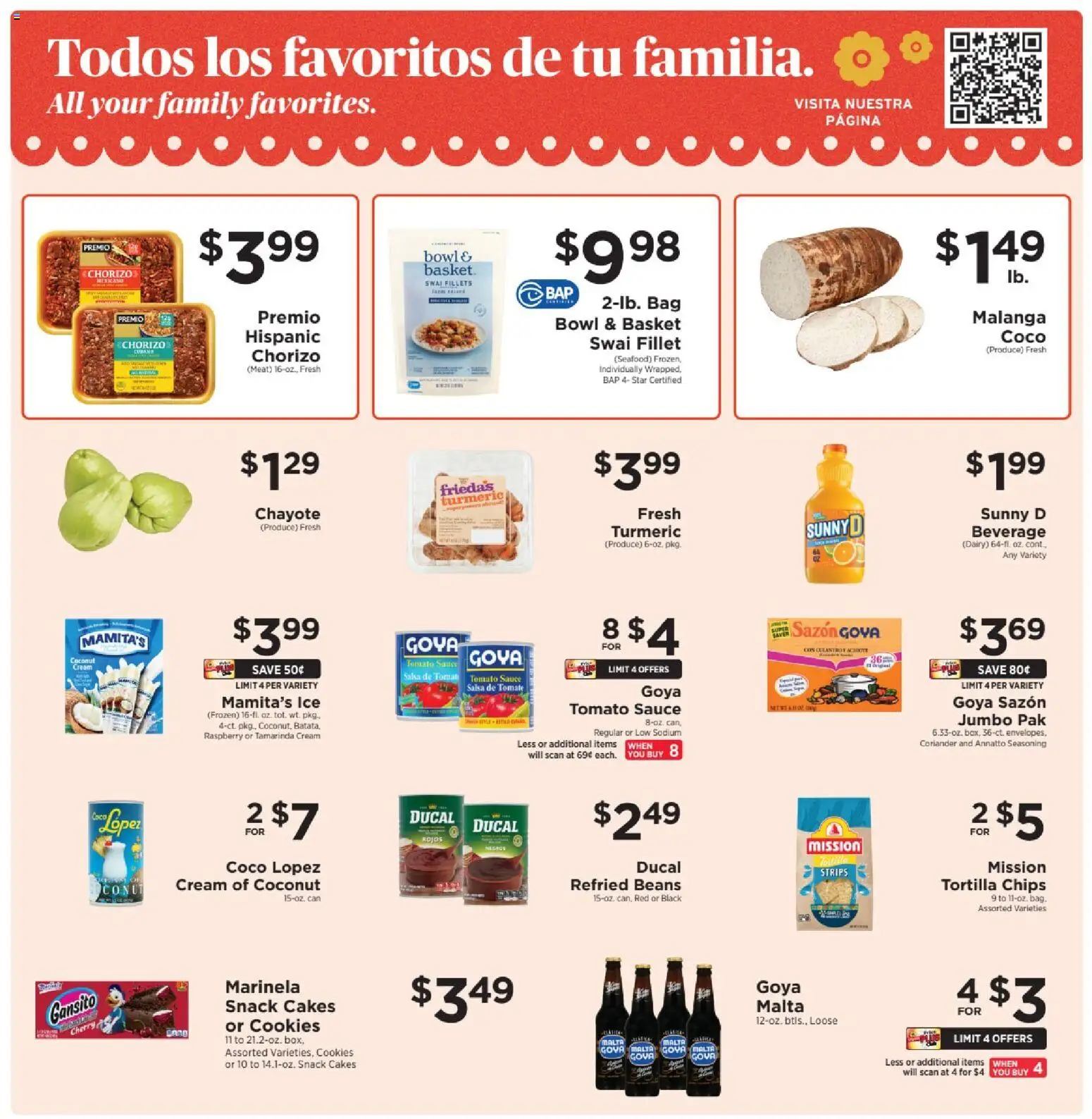 ShopRite Shop Hispanic - valid from 08.01.2026 | Page: 1 | Products: Cream, Sauce, Seafood, Raspberry