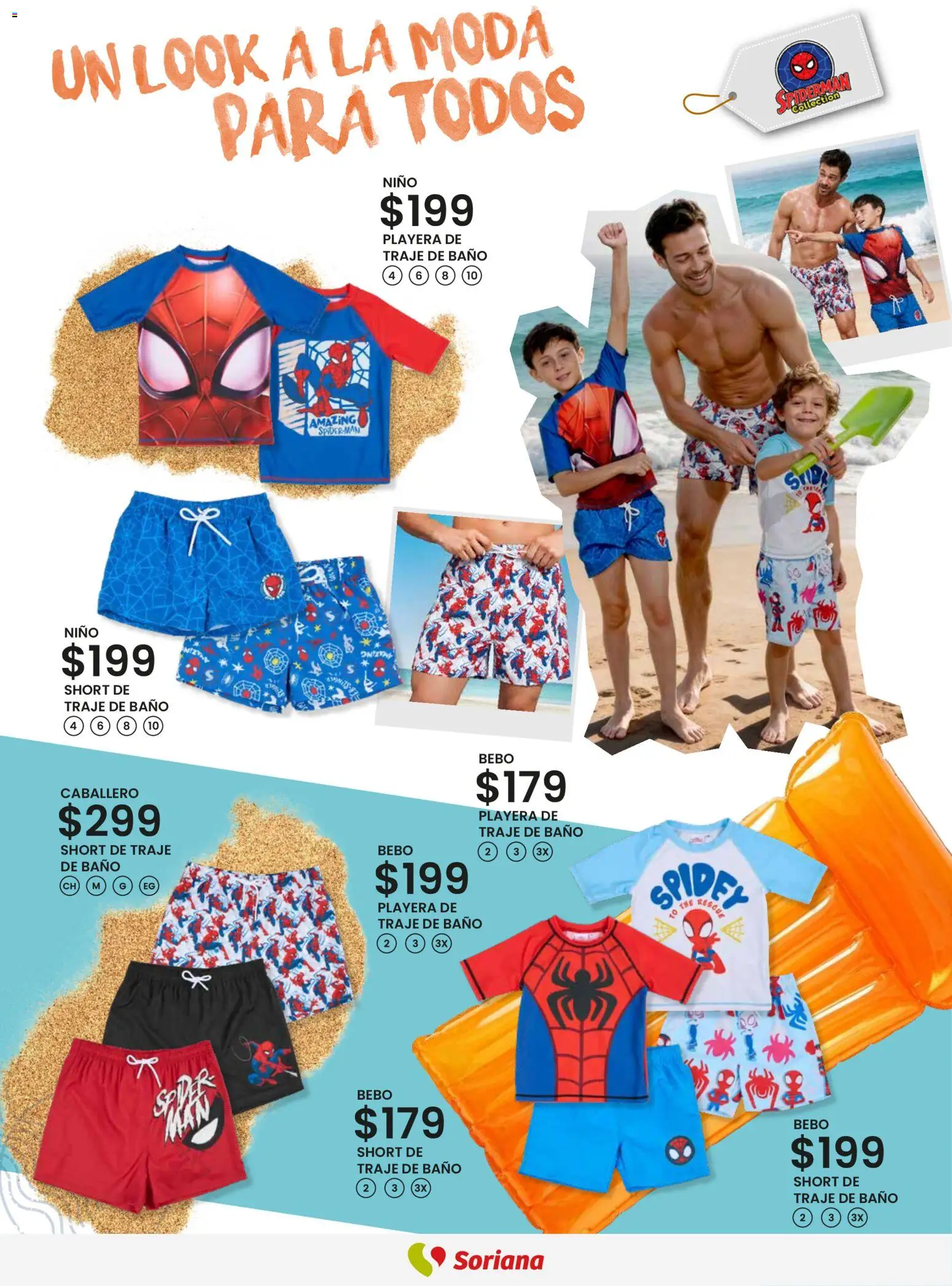 Nuevas ofertas de Soriana válidas en toda la República Mexicana desde el 12.03.2026. ¡Encuentra las mejores ofertas en Soriana - Catálogo Primavera Verano Híper Nacional! | Página: 8 | Productos: Traje, Playera, Short, Baño