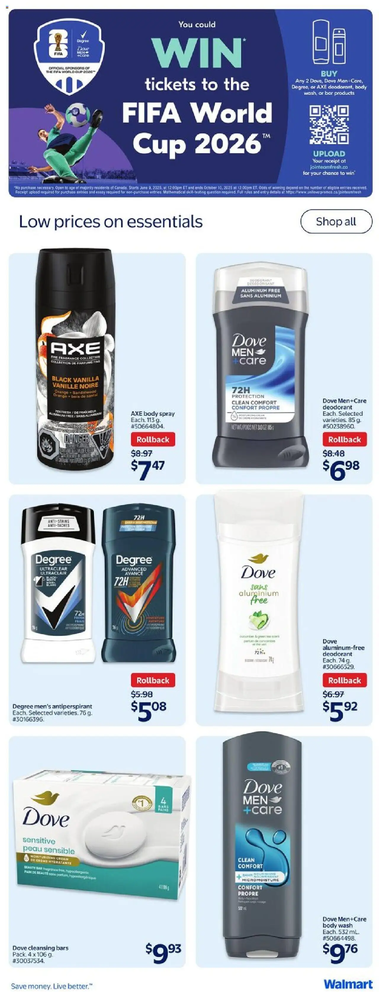 Walmart flyer valid from 02.10.2025 | Page: 28 | Products: Fragrance, Body wash, Deodorant, Antiperspirant