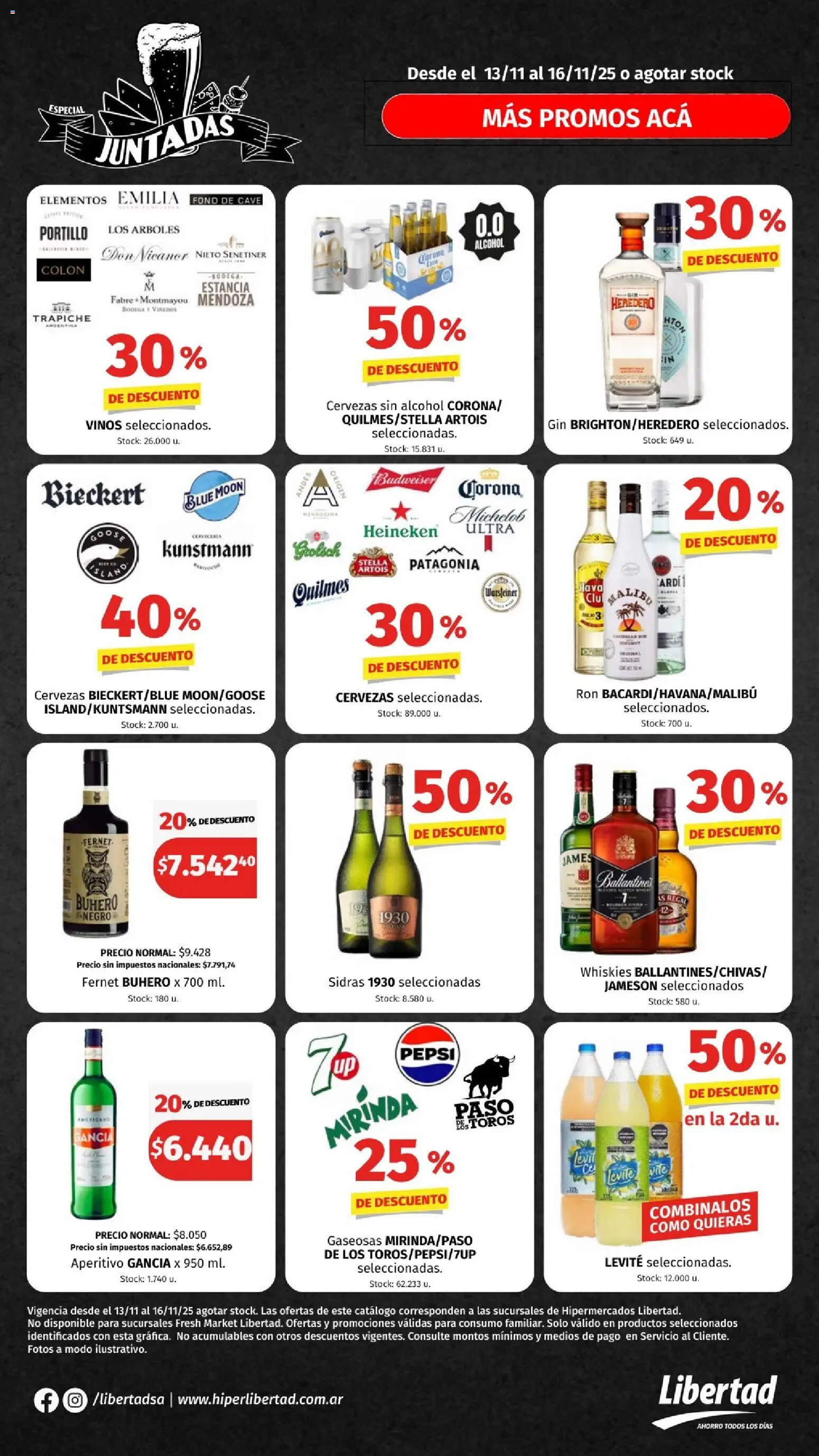 Hipermercado Libertad - JUNTADAS  │ válido desde el 13.11.2025 | Página: 2 | Productos: Gin, Fernet