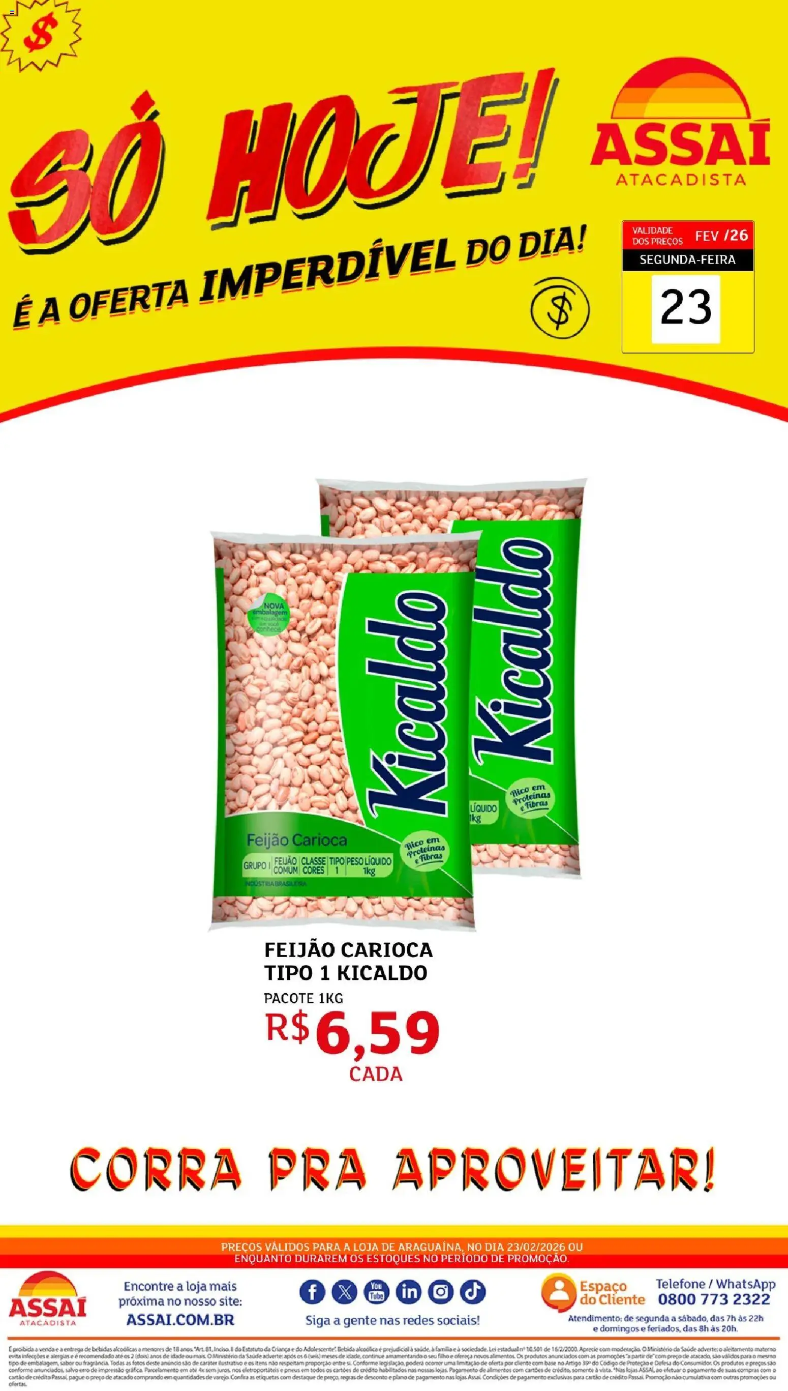 Assaí Atacadista Folheto - válido de 23.02.2026 | Página: 1 | Produtos: Pneus, Base, Bebida, Telefone