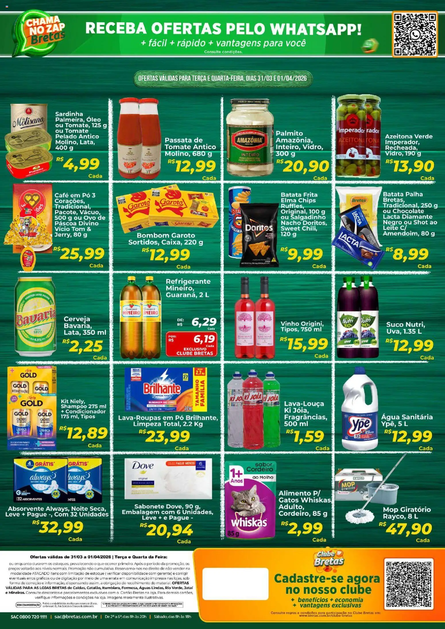 Bretas Folheto - válido de 31.03.2026 | Página: 2 | Produtos: Mop, Batata, Sardinha, Bombom