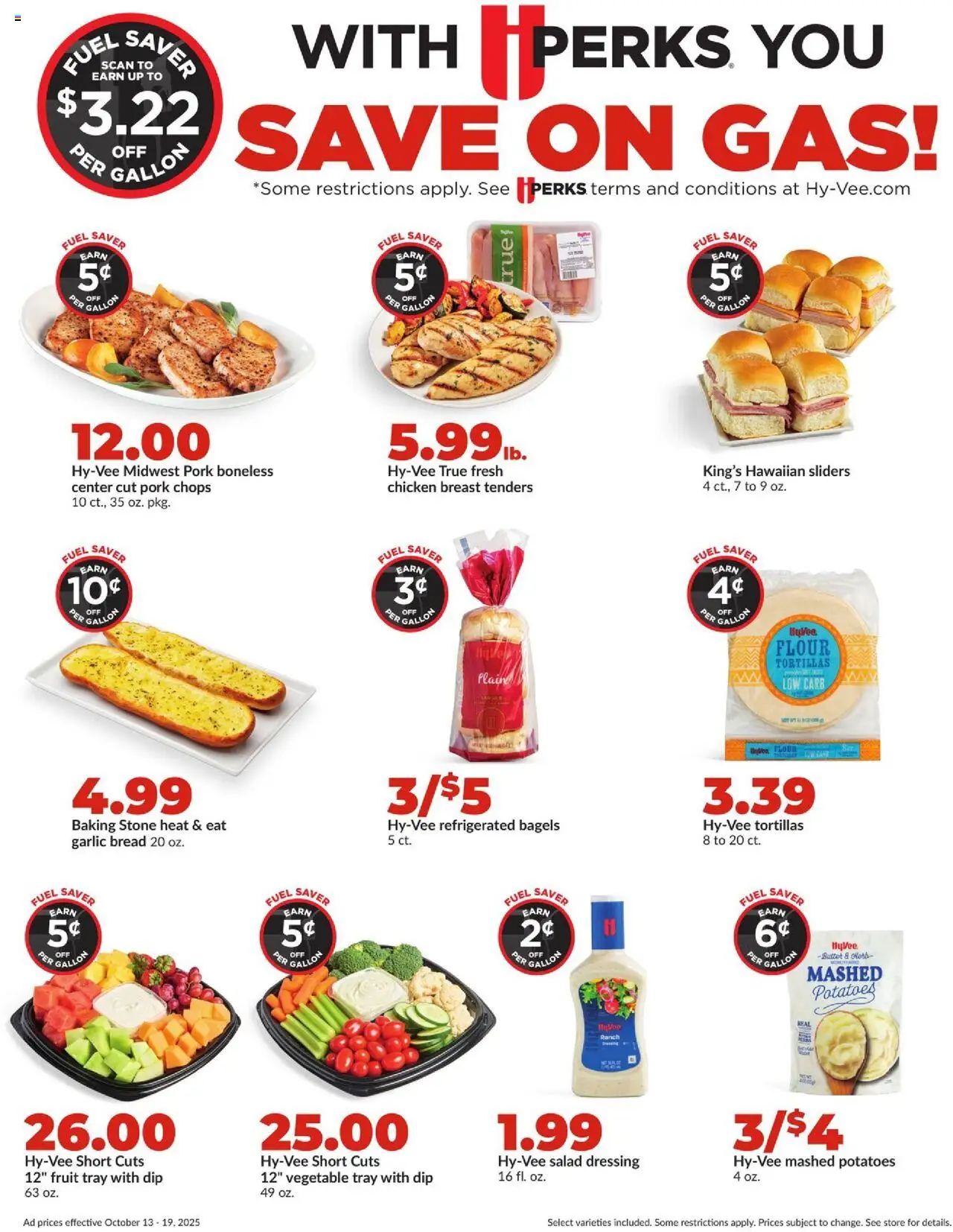 HyVee Weekly Ad - valid from 13.10.2025 | Page: 6 | Products: Bread, Pork, Potatoes, Garlic