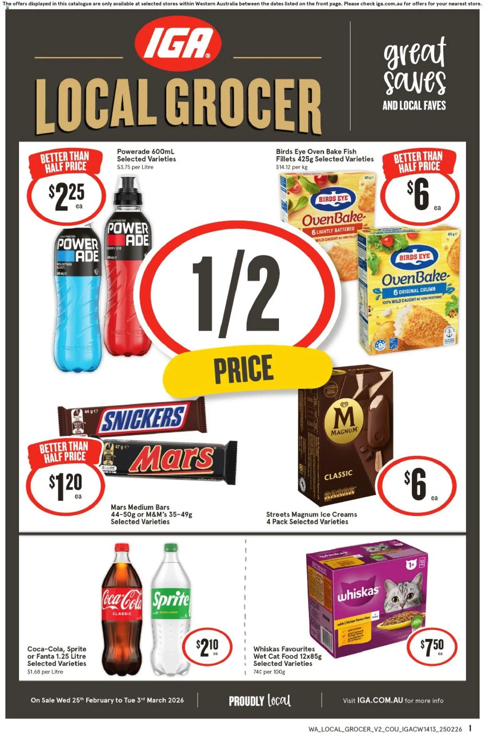 IGA catalogue - valid from 25.02.2026 | Page: 1 | Products: Chicken, Fish, Coca Cola, Oven