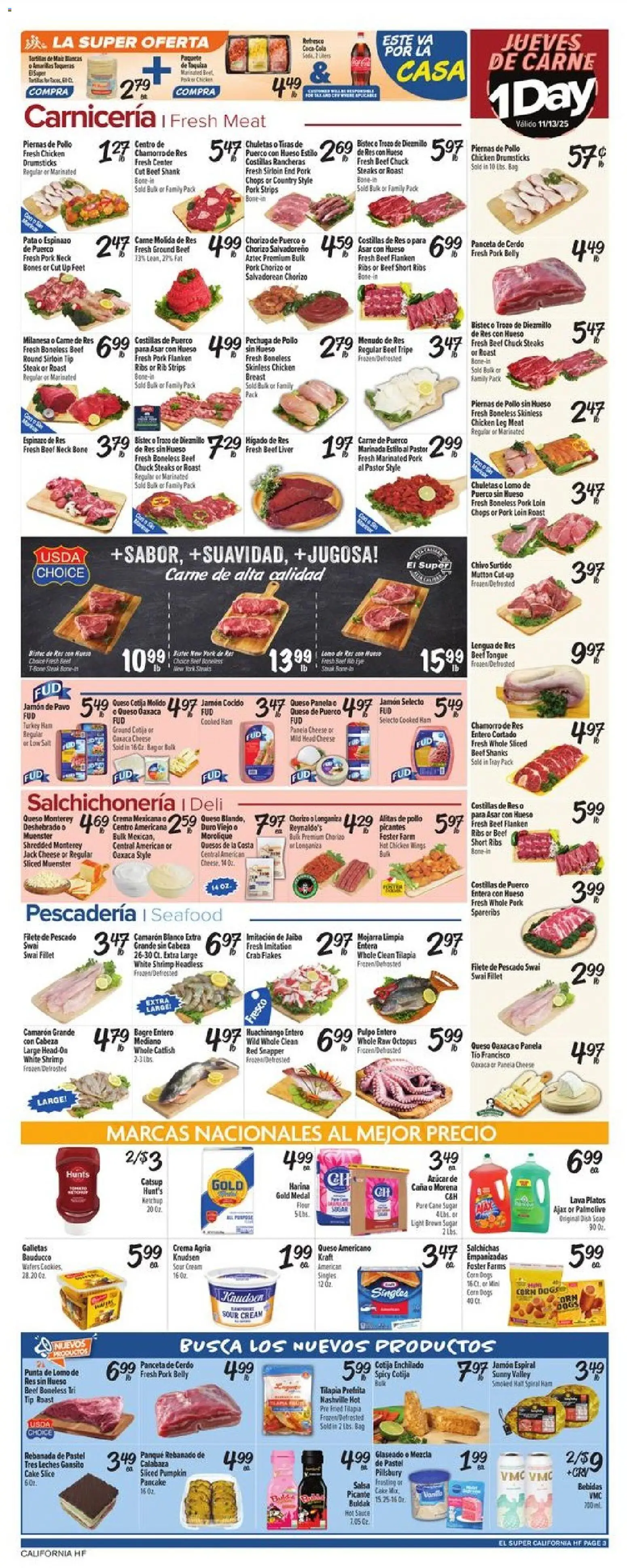 El Super Weekly Ad - CA - valid from 12.11.2025 | Page: 3 | Products: Corn, Ham, Sour cream, Cream