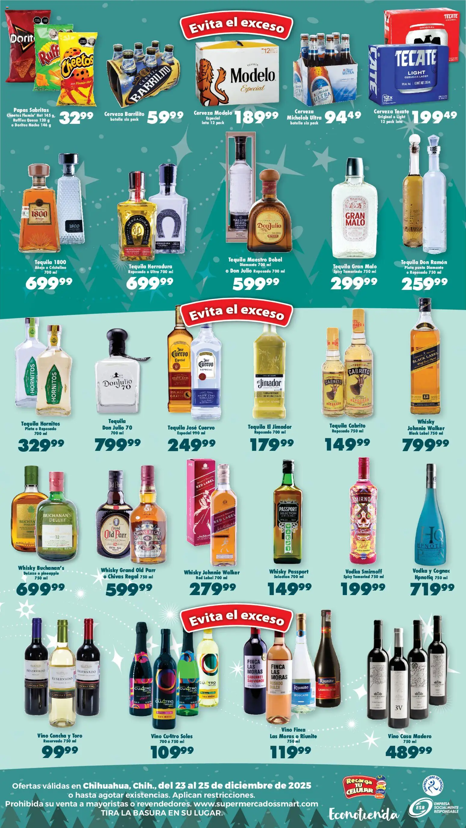 Nuevas ofertas de S-Mart válidas en toda la República Mexicana desde el 23.12.2025. ¡Encuentra las mejores ofertas en S-Mart folleto Ofertas de Feria Chihuahua! | Página: 2 | Productos: Cerveza, Botella, Vino, Whisky