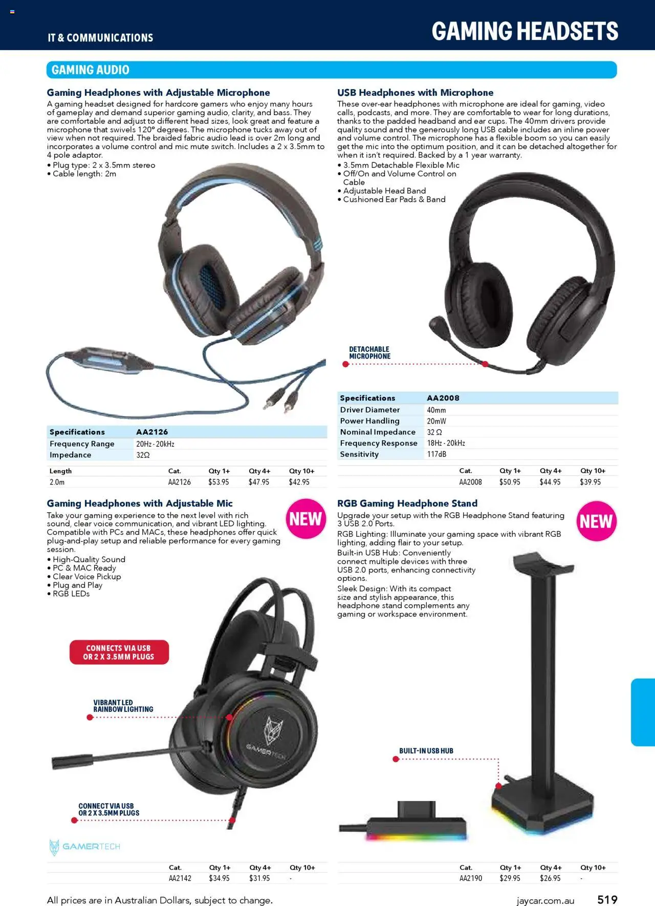 Jaycar catalogue - valid from 09.07.2025 | Page: 519 | Products: Headband, Audio, Headphones, Usb