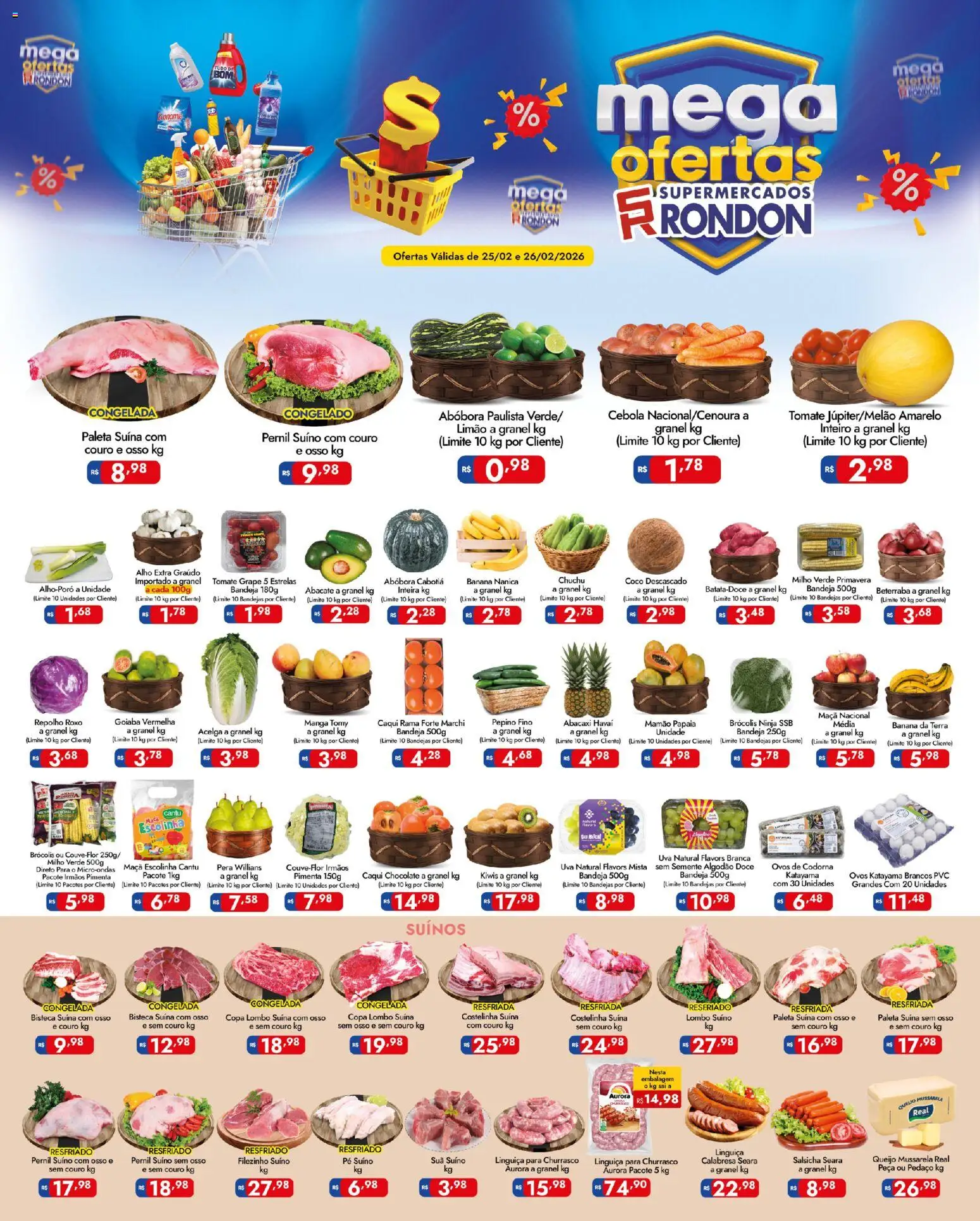 Supermercados Rondon Folheto - válido de 25.02.2026 | Página: 1 | Produtos: Abóbora, Cebola, Pimenta, Chocolate