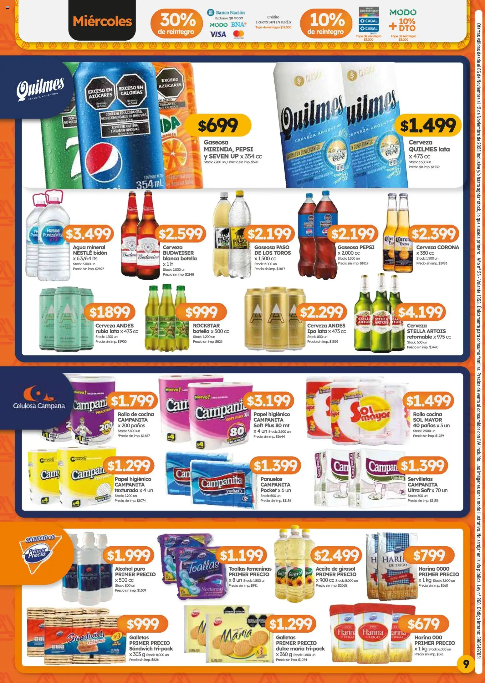 Cordiez ofertas │ válido desde el 06.11.2025 | Página: 9 | Productos: Toallas, Servilletas, Harina, Huevo