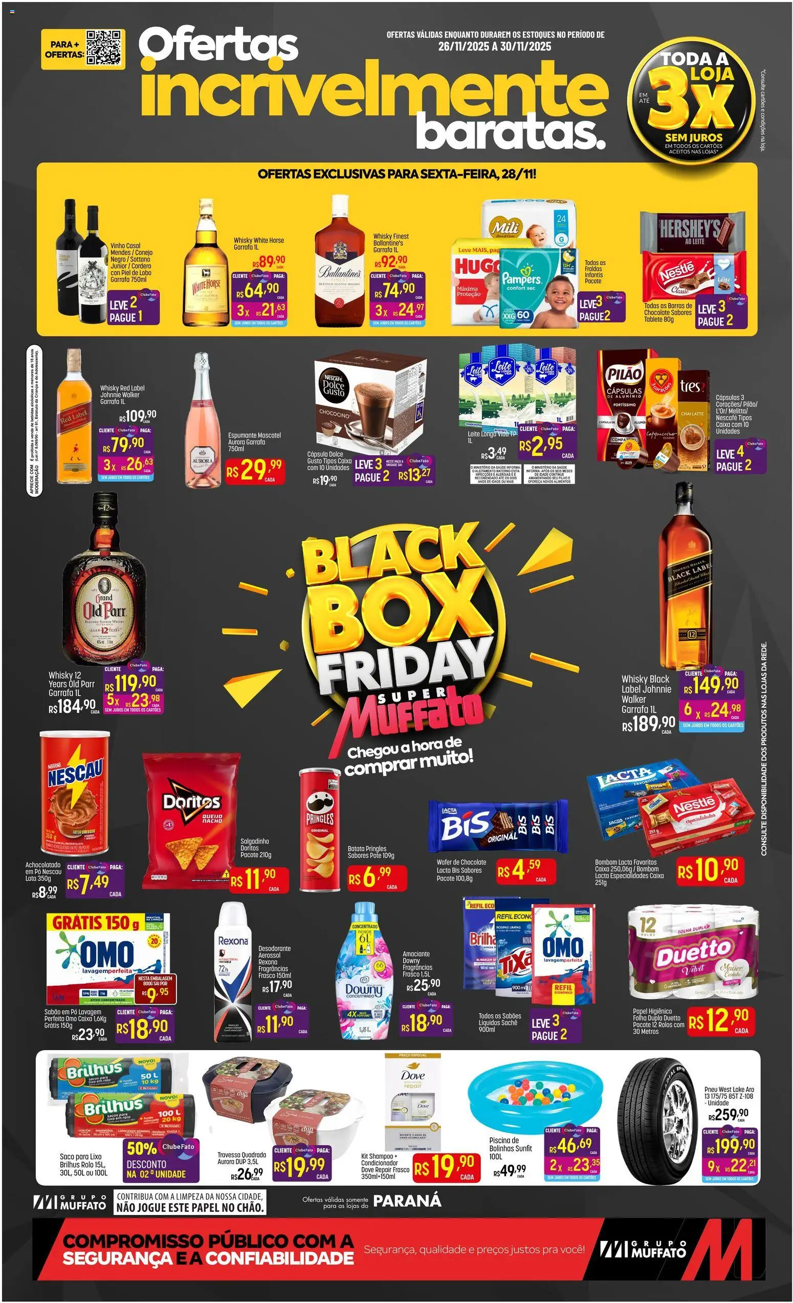 Super Muffato Folheto - válido de 26.11.2025 | Página: 1 | Produtos: Saco para lixo, Sabão, Dove, Bombom