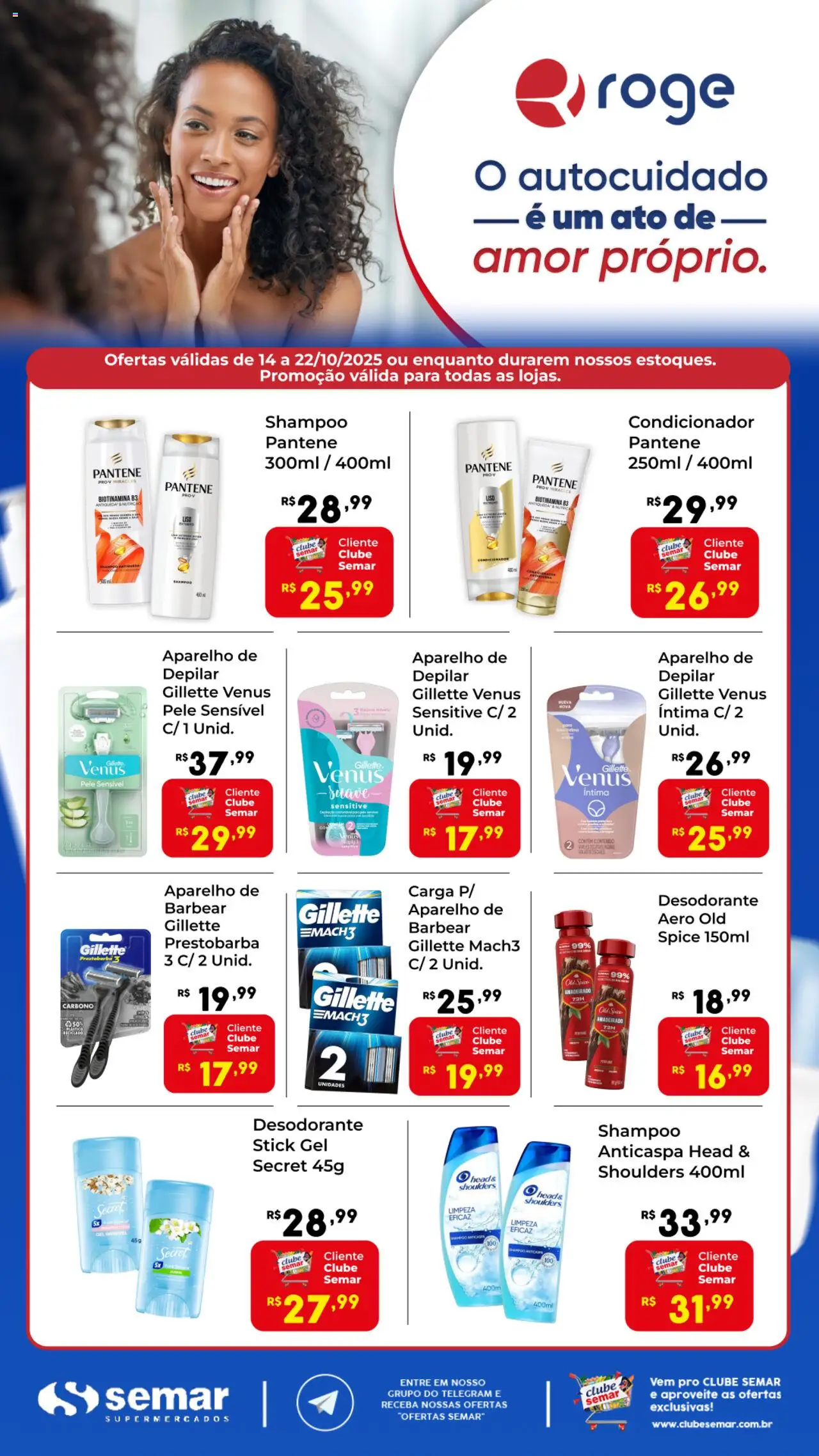 Semar Supermercado Folheto - válido de 14.10.2025 | Página: 1 | Produtos: Shampoo, Condicionador, Desodorante, Aparelho de depilar