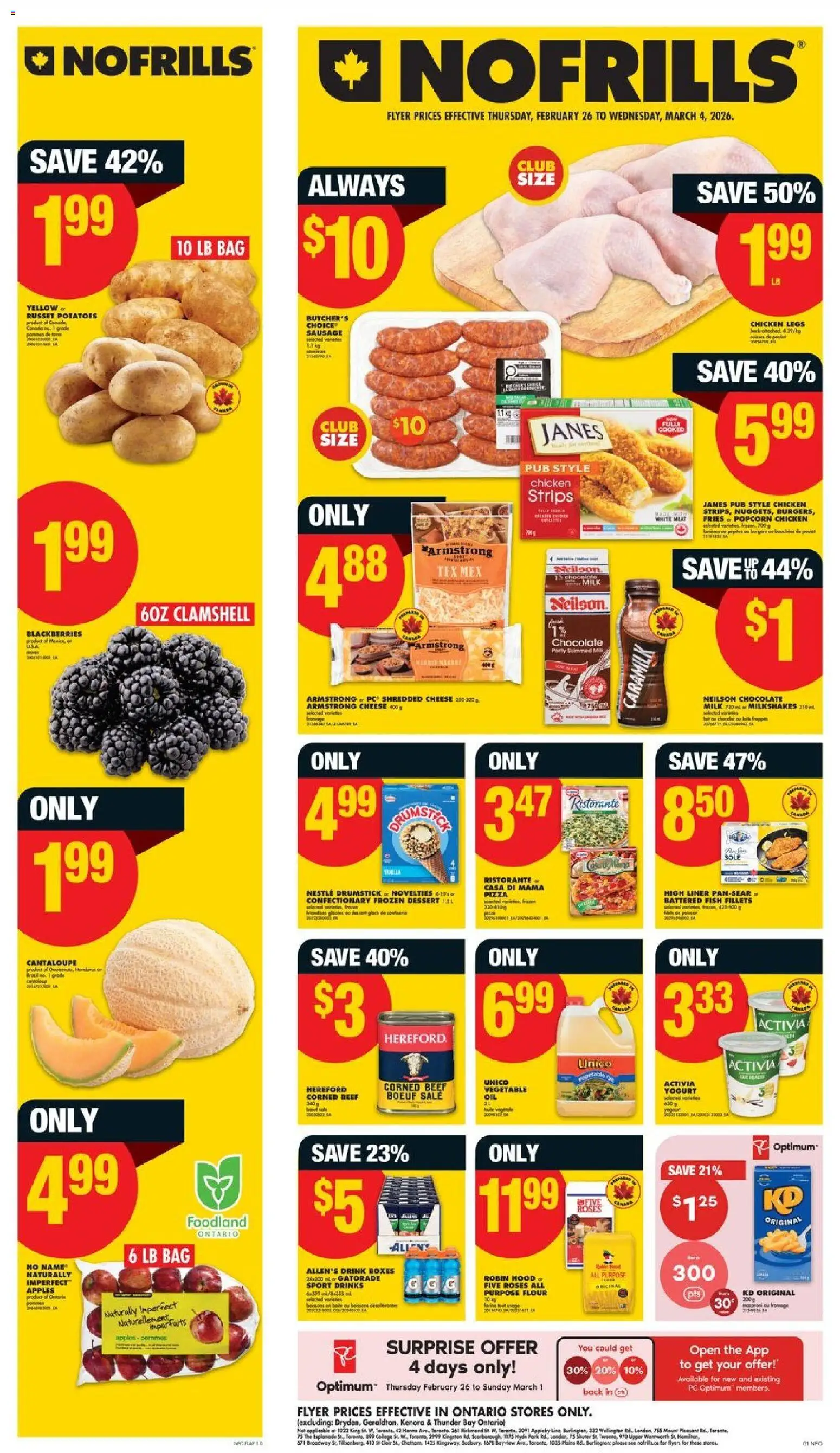 No Frills flyer valid from 26.02.2026 | Page: 1 | Products: Potatoes, Bag, Chicken, Apples