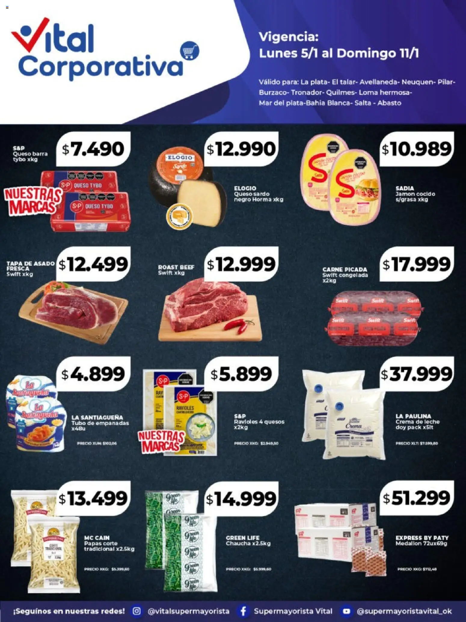 Vital - Especial Vital Corporativa │ válido desde el 05.01.2026 | Página: 1 | Productos: Jamón cocido, Leche, Queso, Ravioles