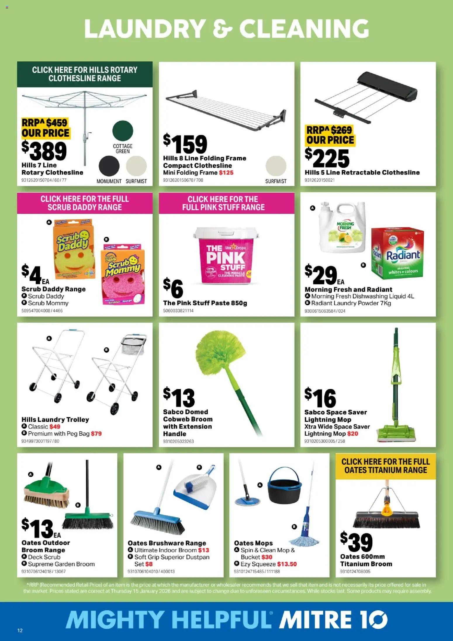Mitre 10 catalogue - valid from 25.02.2026 | Page: 12 | Products: Mop, Dustpan, Trolley, Laundry
