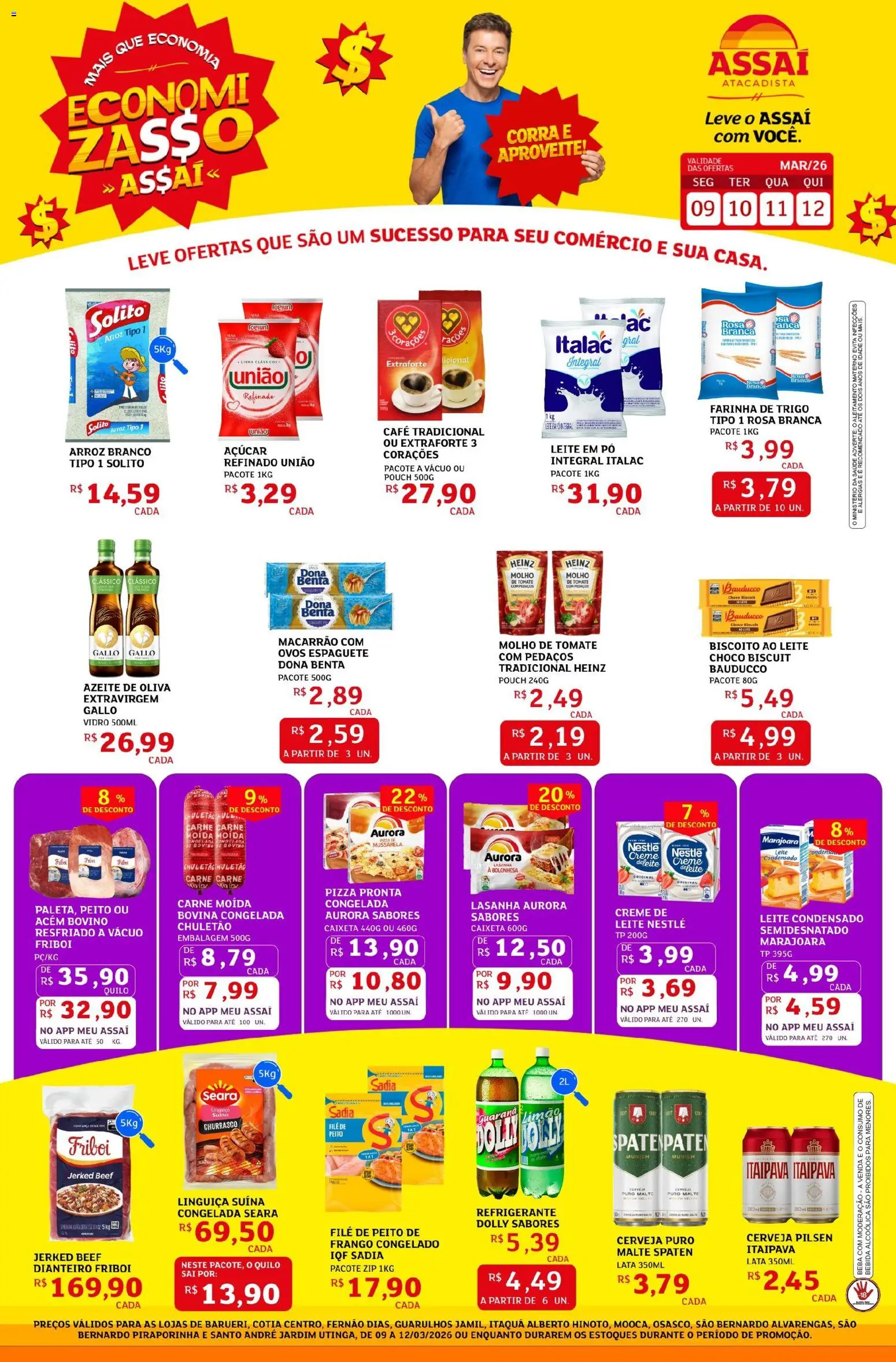 Assaí Atacadista Folheto - válido de 09.03.2026 | Página: 1 | Produtos: Molho de tomate, Macarrão, Creme, Frango