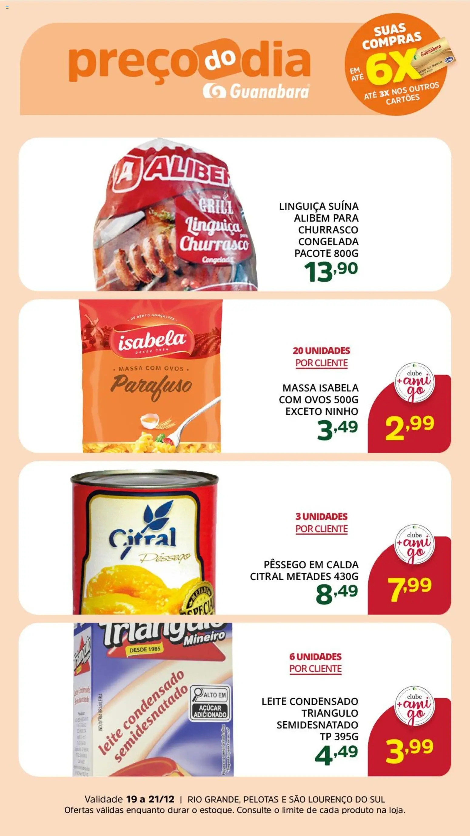 Supermercado Guanabara Folheto - válido de 19.12.2025 | Página: 3 | Produtos: Linguiça, Ovos, Massa, Leite condensado