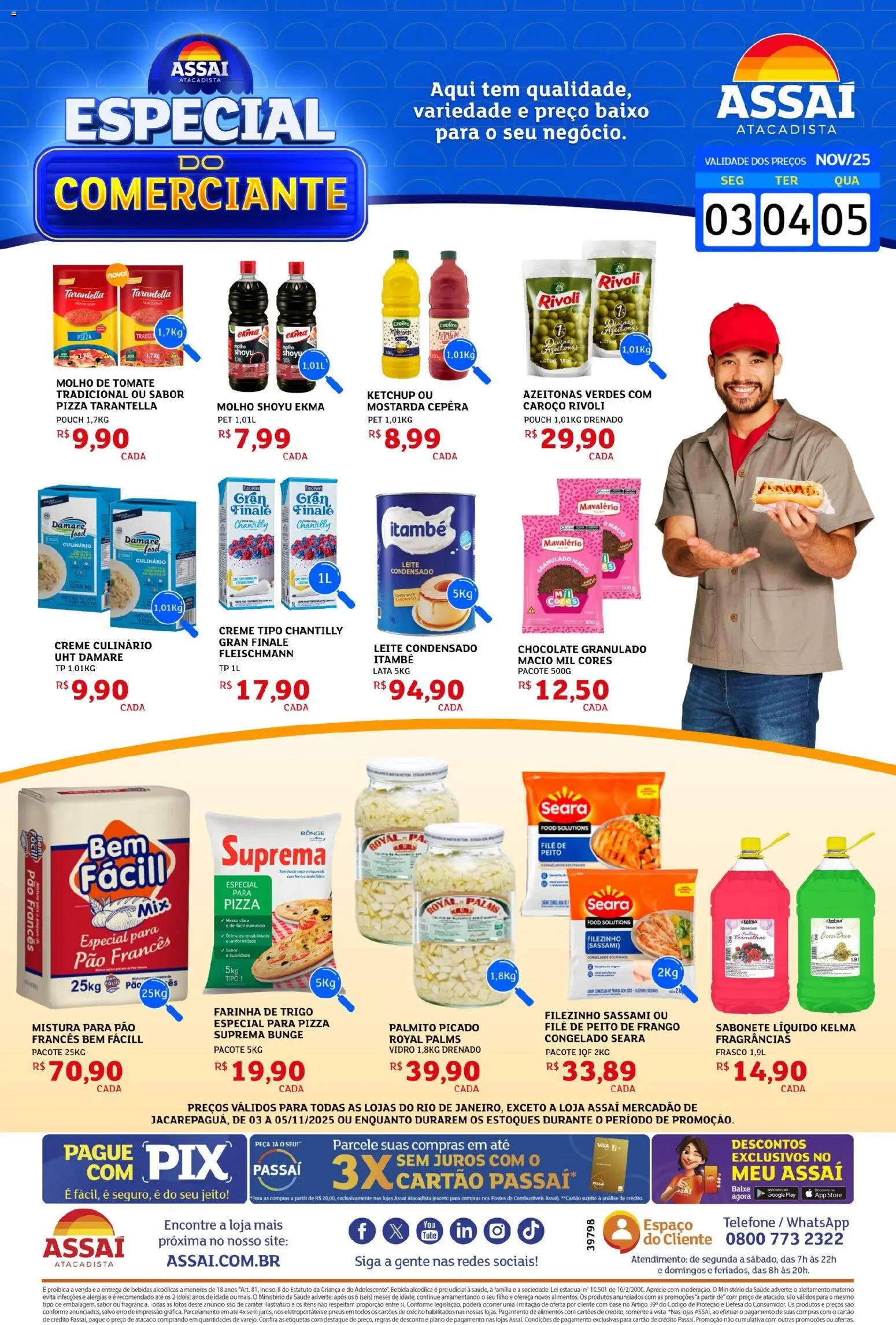 Assaí Atacadista Folheto - válido de 03.11.2025 | Página: 1 | Produtos: Pizza, Pneus, Bebida, Frango