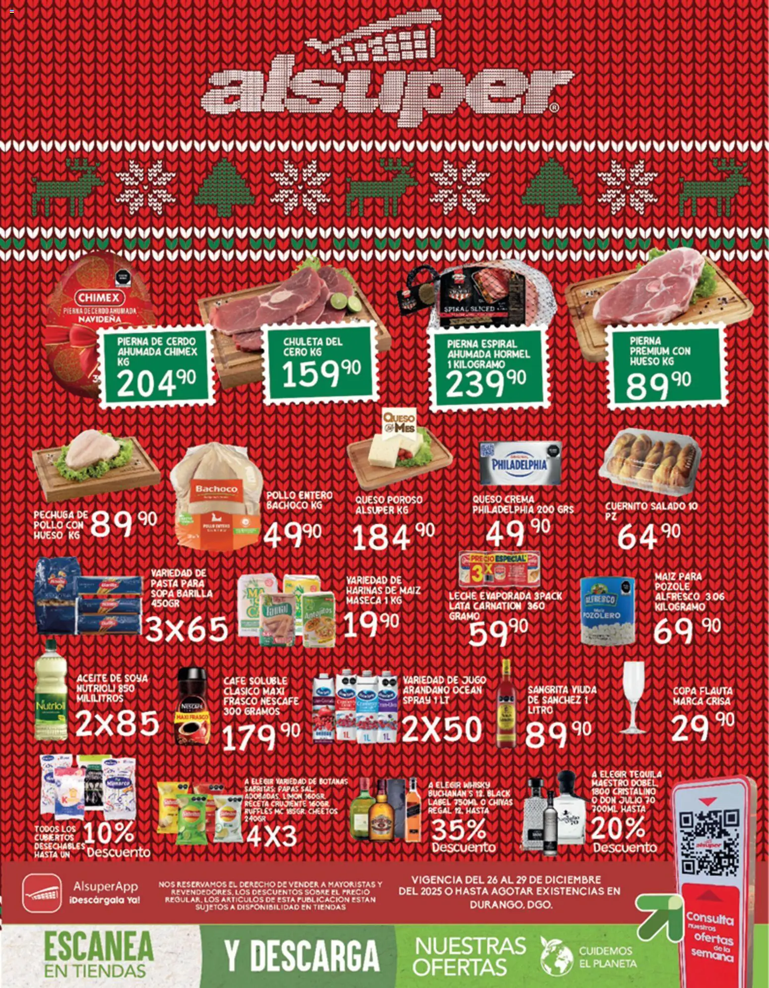 Nuevas ofertas de Alsuper válidas en toda la República Mexicana desde el 26.12.2025. ¡Encuentra las mejores ofertas en Alsuper folleto Durango! | Página: 1 | Productos: Sal, Crema, Queso, Cerdo